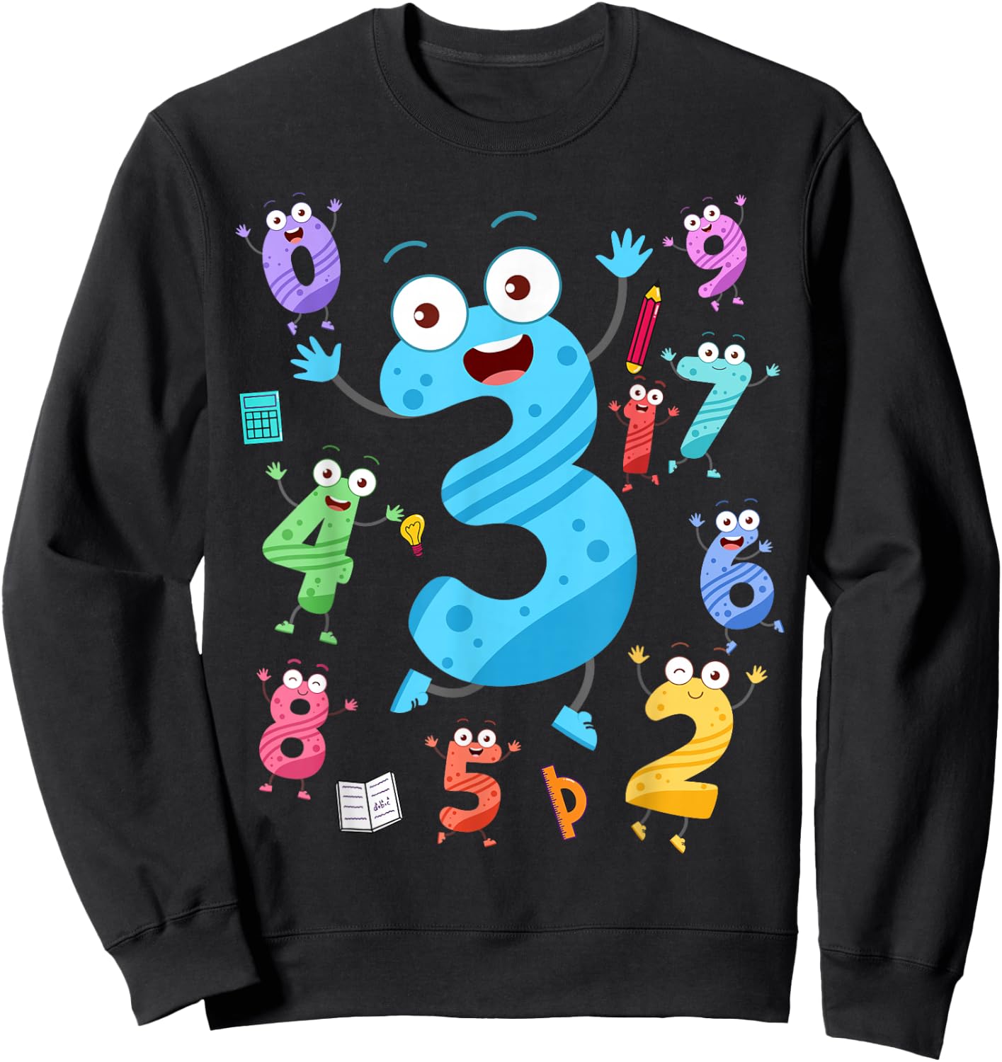 Maths Day Number Costume With Number 3 Idea For Kids Number Sweatshirt - Sweatshirt | Black