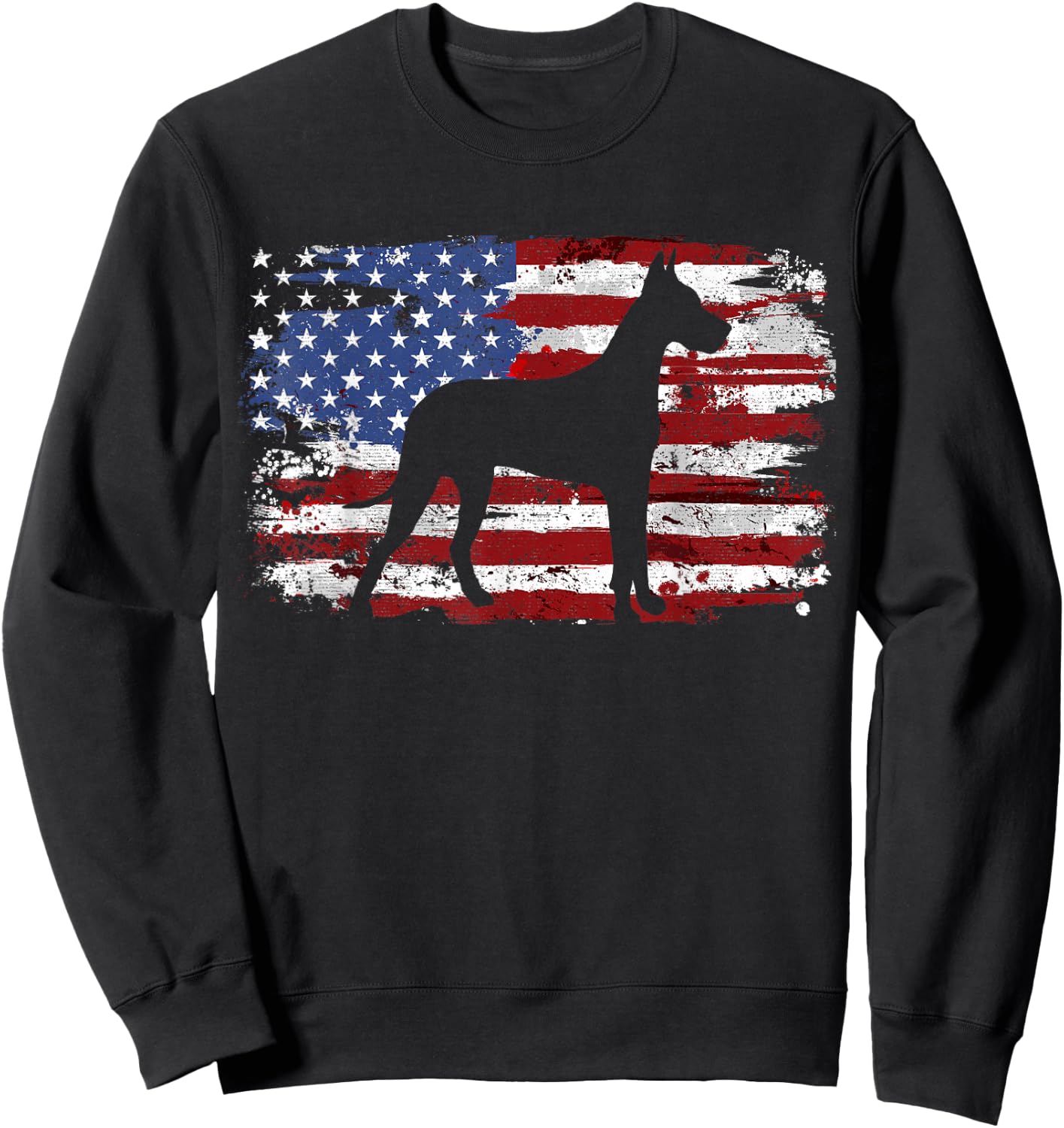 Great Dane Vintage American Flag Sweatshirt - Sweatshirt | Black