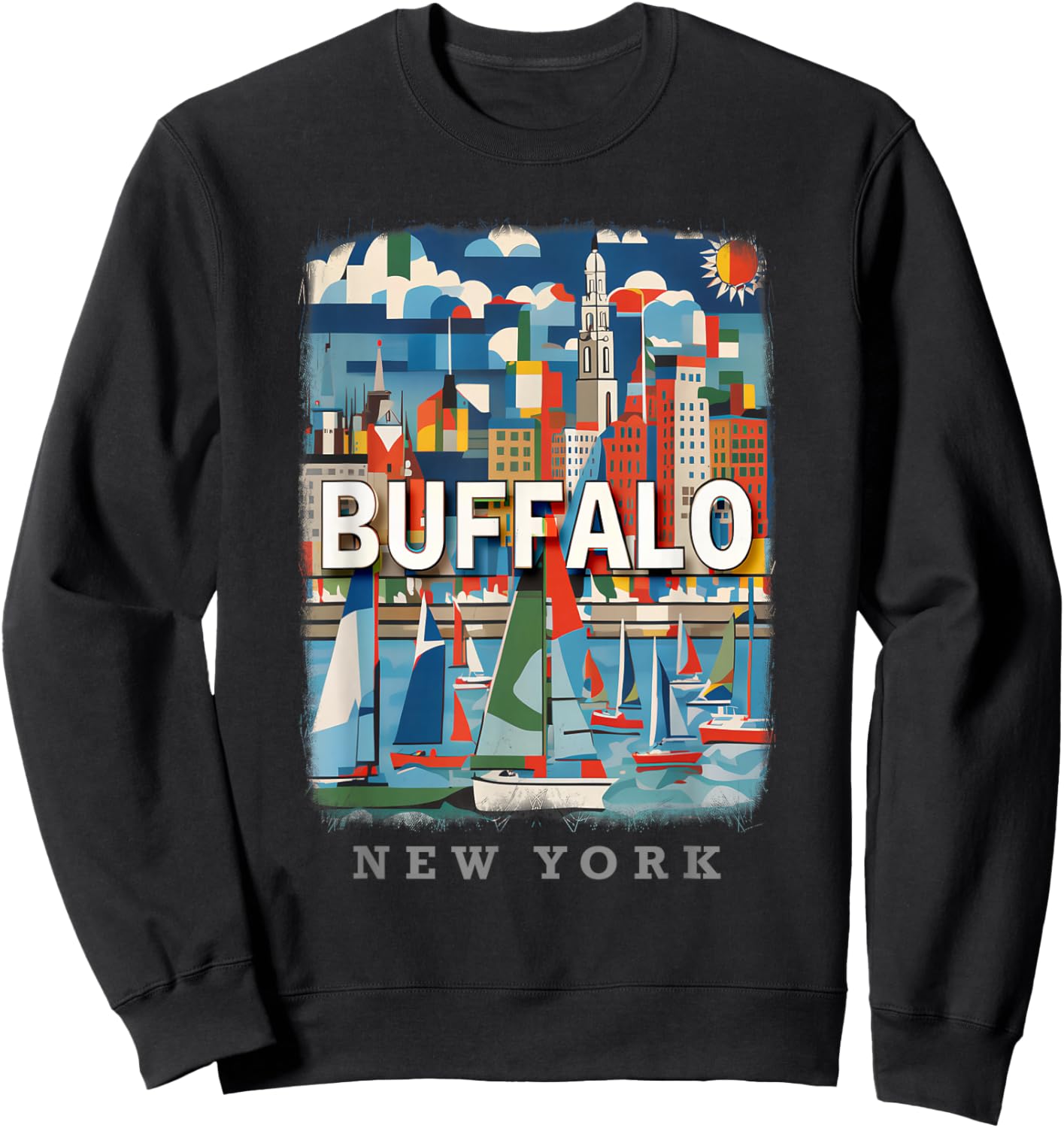 Buffalo New York NY Waterfront Wonder SD391 Sweatshirt - Sweatshirt | Black