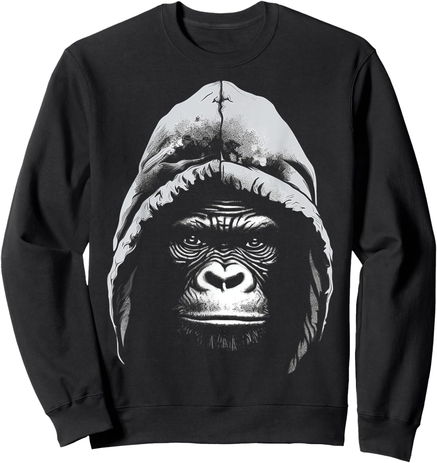 Gorilla Drawing Animal Art Motif Goriila Sweatshirt - Sweatshirt | Black