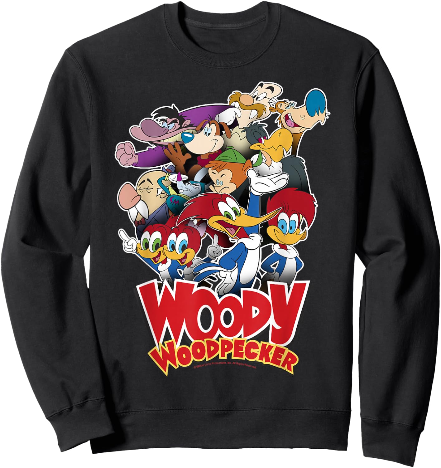 Woody Woodpecker Group Shot Vintage Poster Sweatshirt - Sweatshirt | Black
