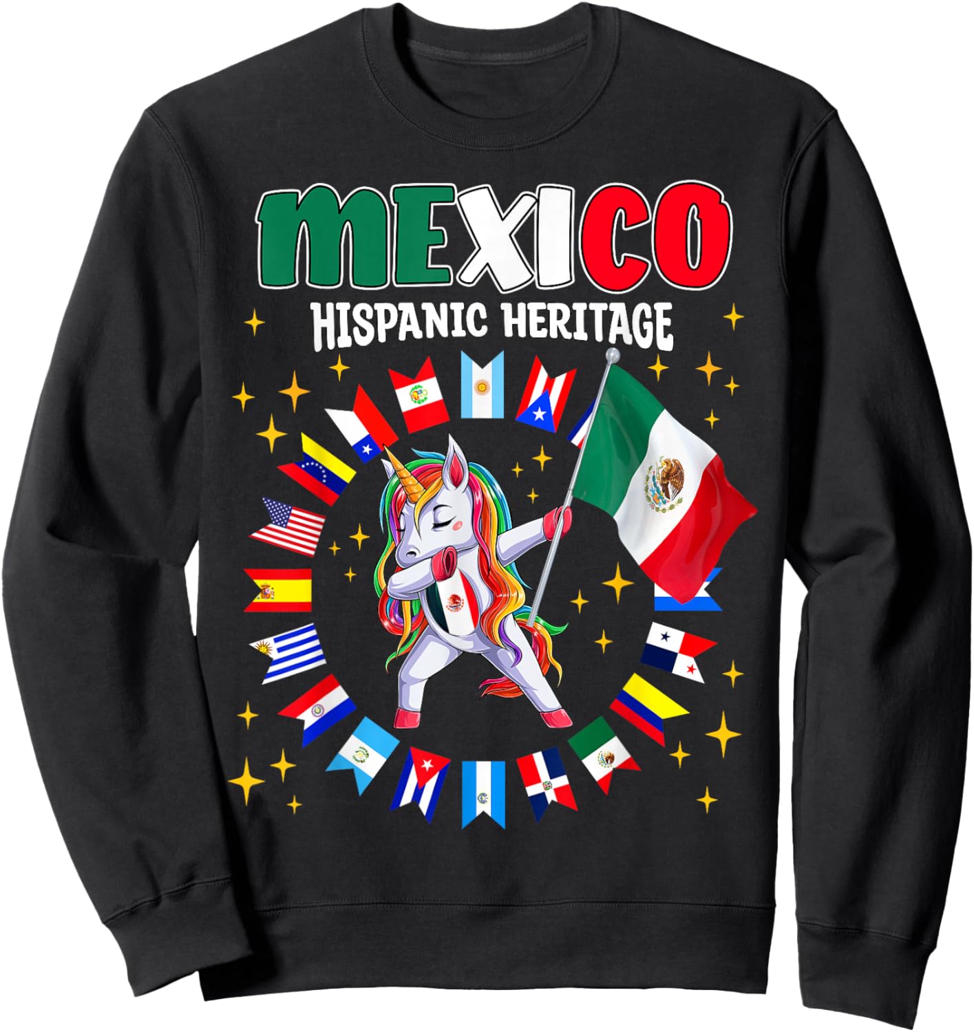 Hispanic Heritage Month Mexico flag kids boys girls toddler Sweatshirt - Sweatshirt | Black