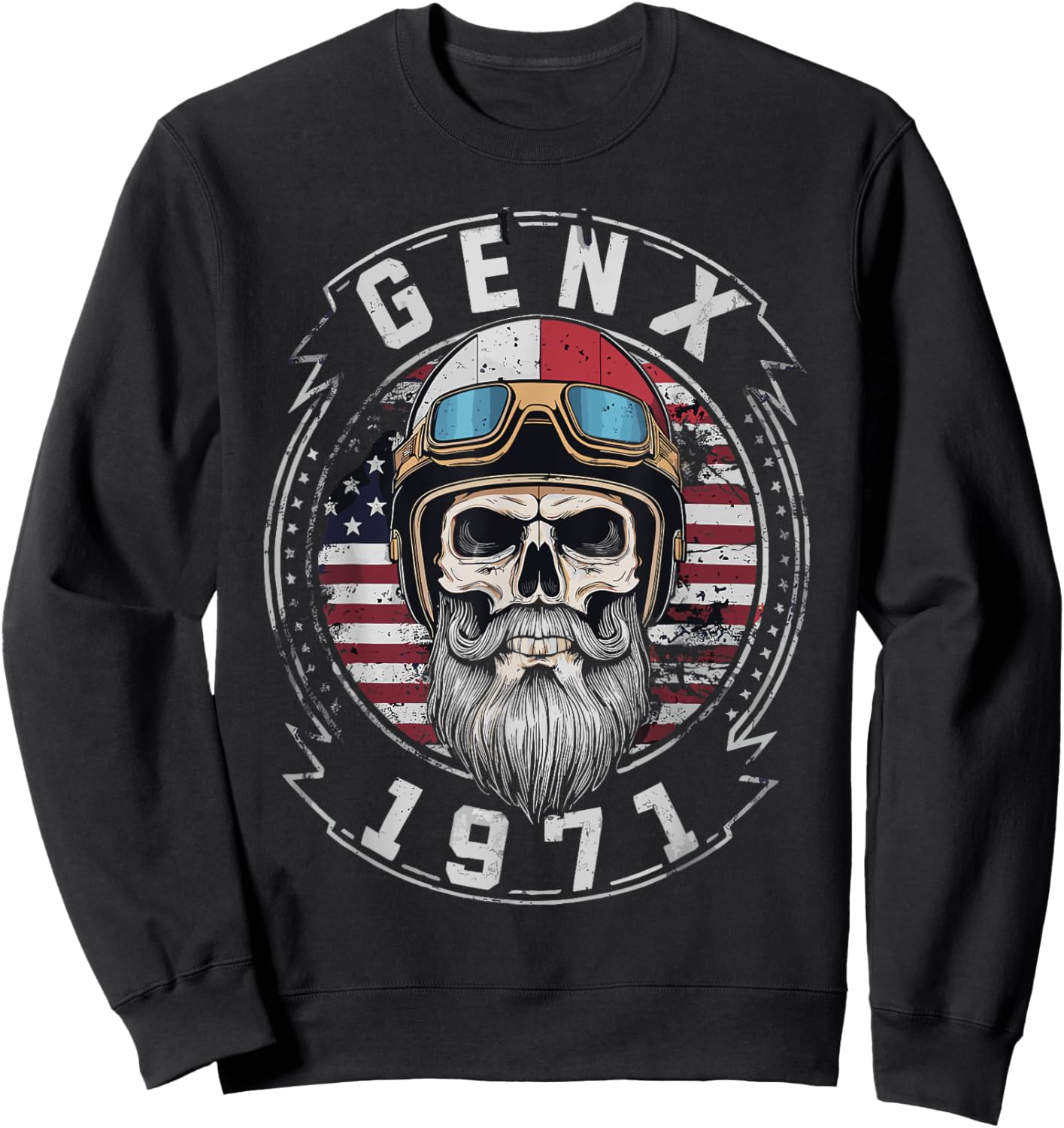 GenX 1971 Birthday FAFO Motorcycle Skull Motorcycle Sweatshirt - Sweatshirt | Black