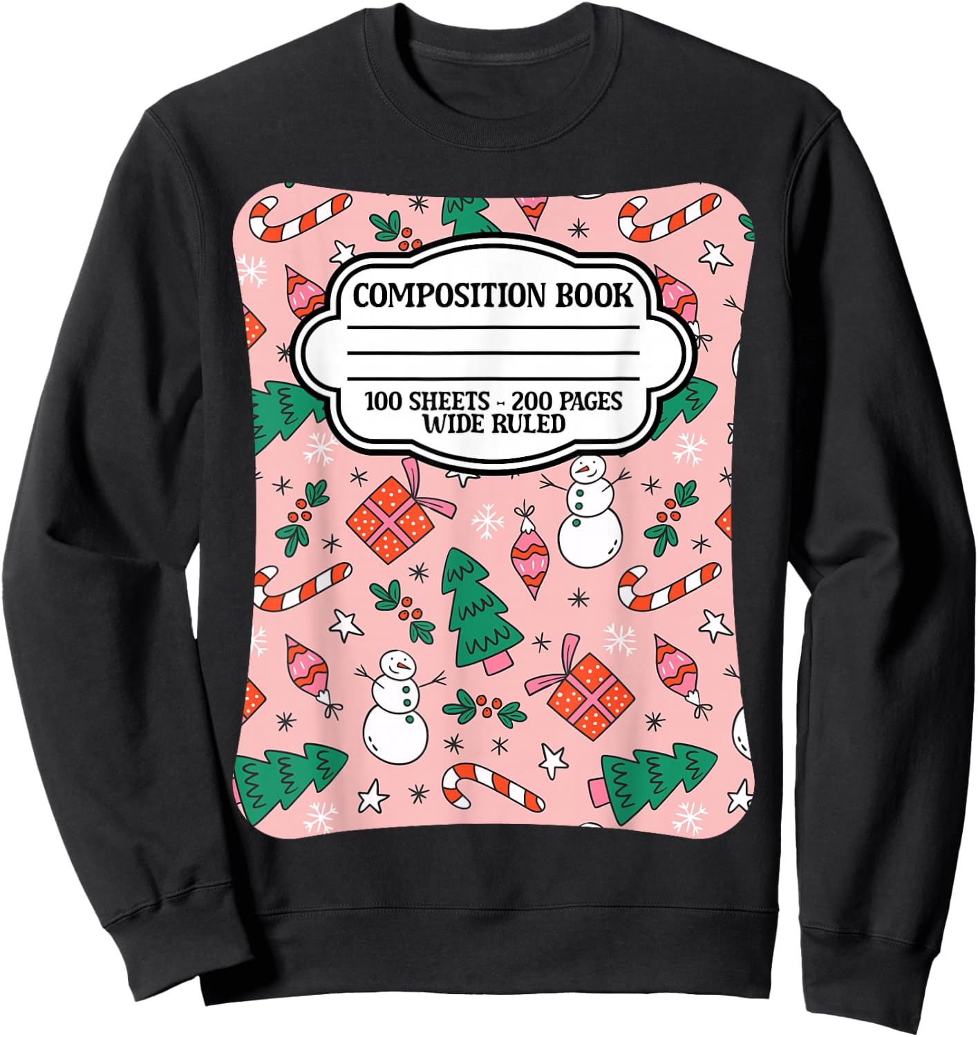Christmas Composition Notebook Teachers Students Matching Sweatshirt - Sweatshirt | Black