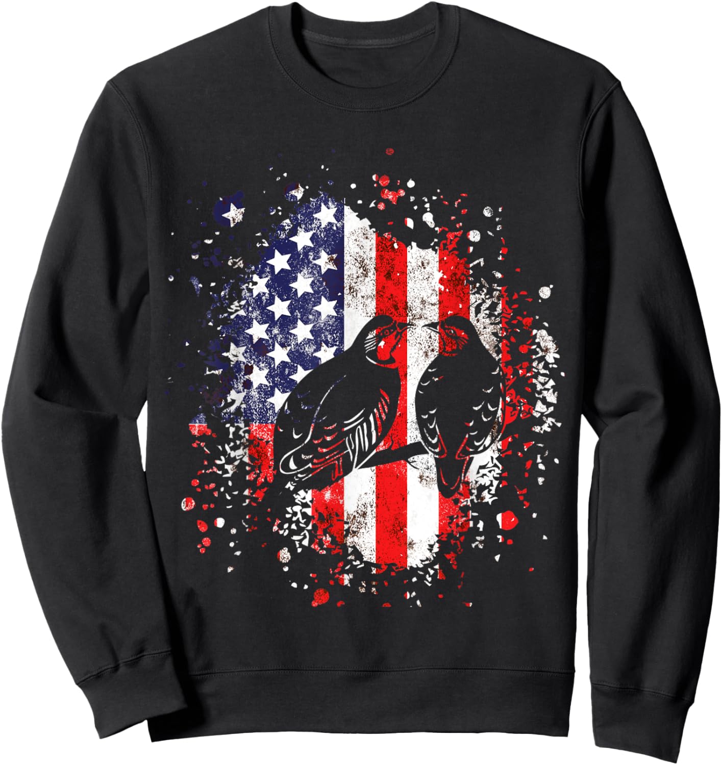 Chukar Hunting Patriotic American Flag partridge Lover Kids Men Sweatshirt - Sweatshirt | Black