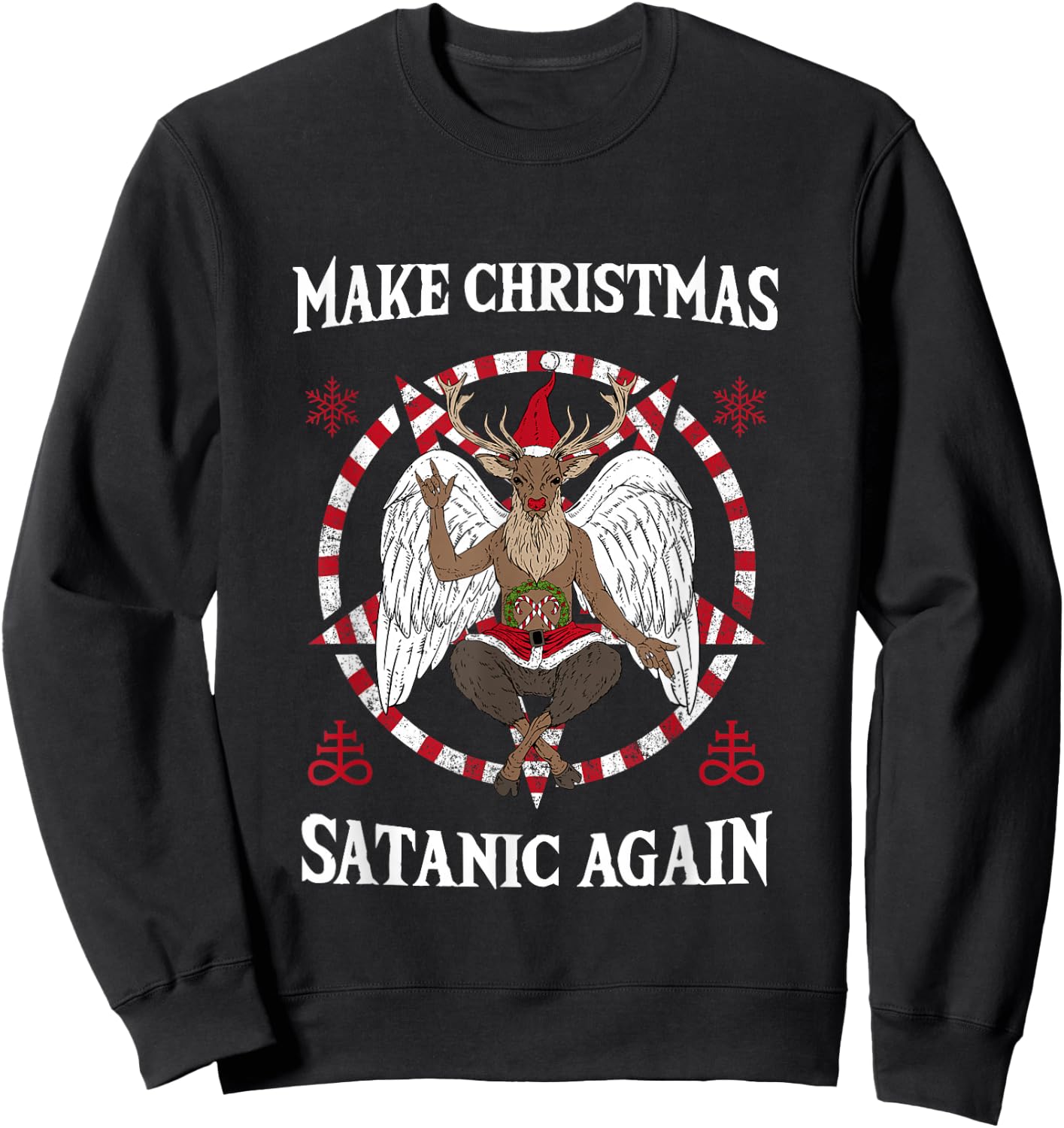 Make Christmas Satanic Again I Pentagram Death Metal Costume Sweatshirt - Sweatshirt | Black