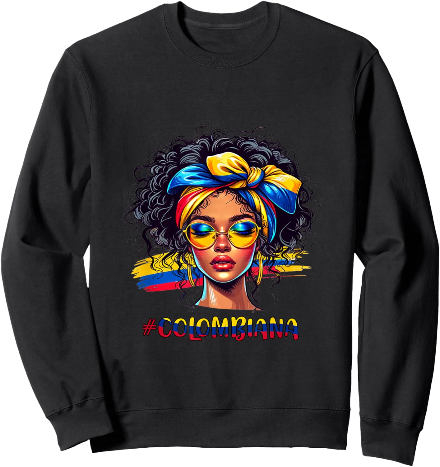 Retro Messy Bun Colombiana Colombian Girl Mujer Women Sweatshirt - Sweatshirt | Black