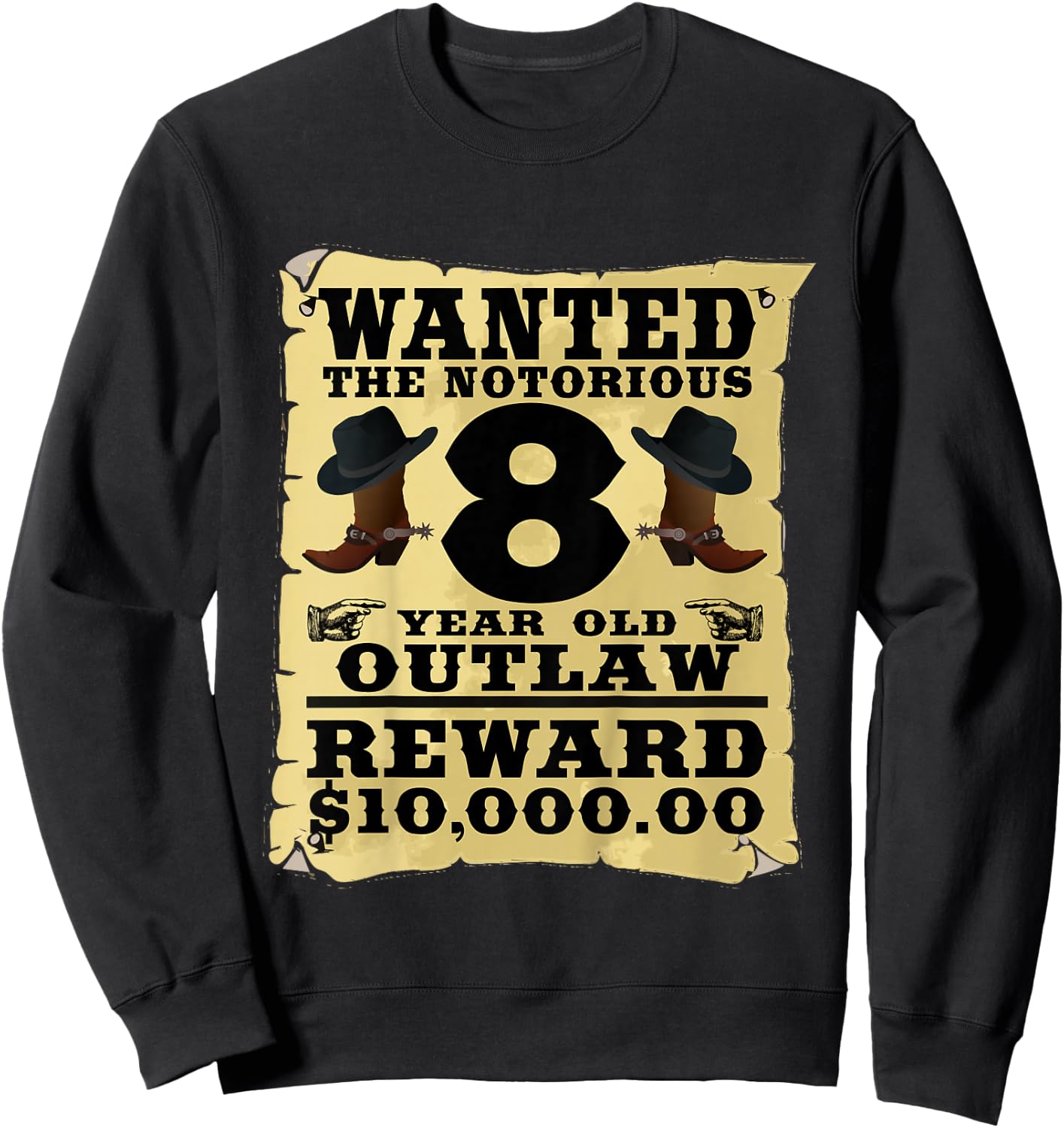 Kids 8 Year Old Cowboy Birthday Party Wild West Western 8th Gift Sweatshirt - Sweatshirt | Black