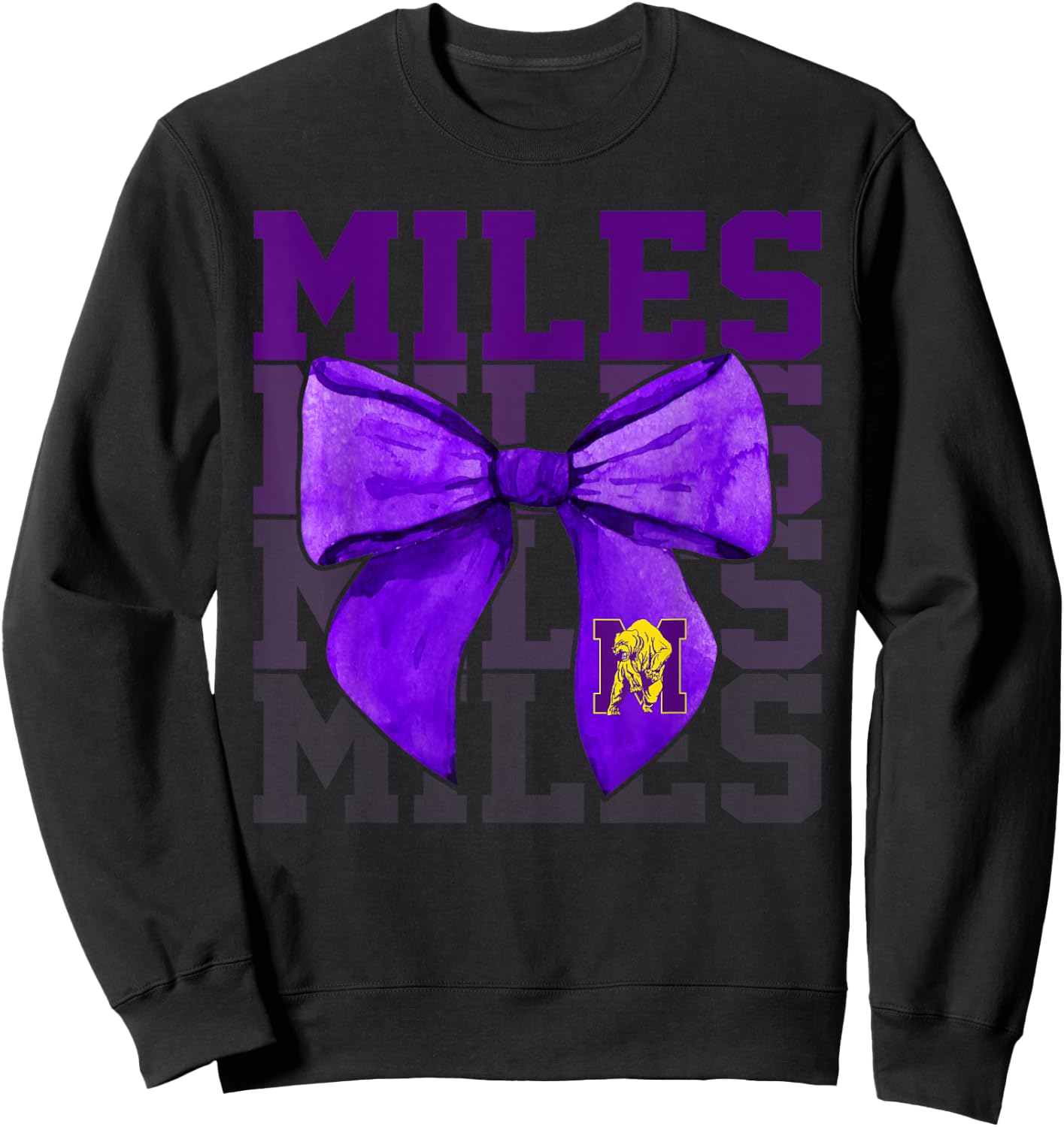 Miles College Bow Vintage Athletics Girls Women Sweatshirt - Sweatshirt | Black