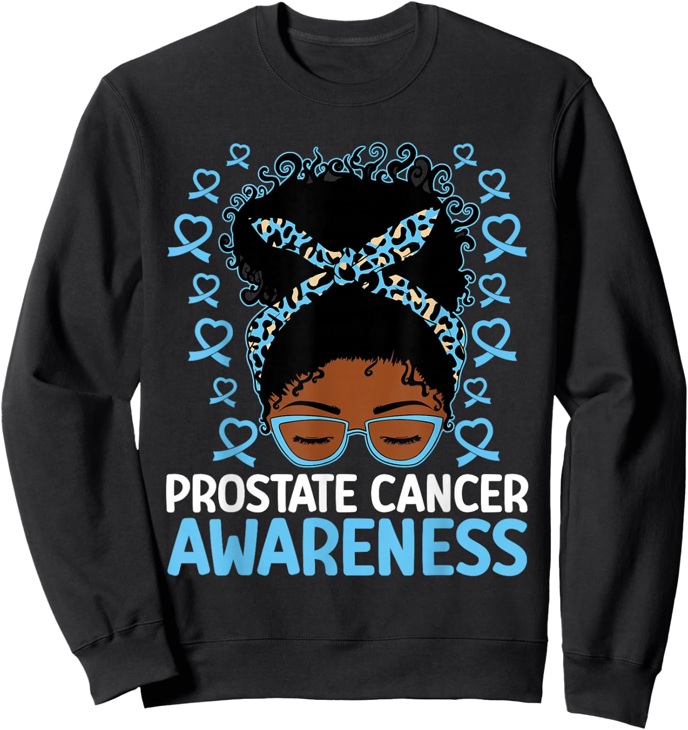 Prostate Cancer Awareness African American Messy Bun Sweatshirt - Sweatshirt | Black