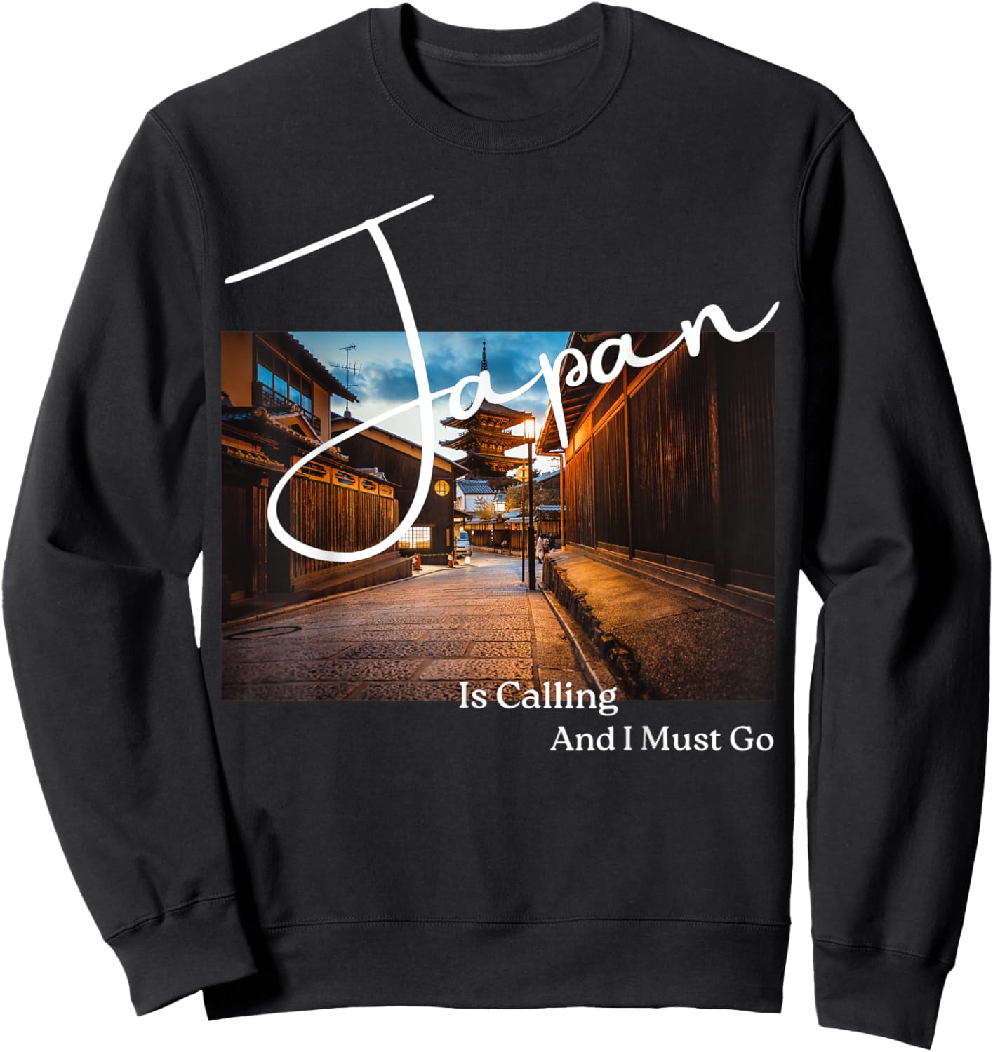 Japan is Calling and I must go Kyoto Temple Photo, Aesthetic Sweatshirt - Sweatshirt | Black