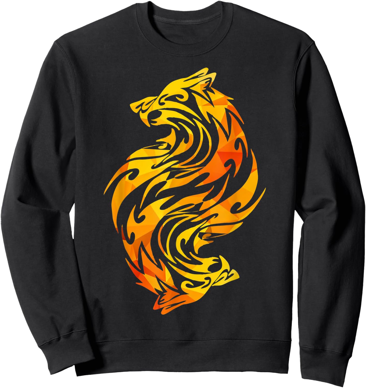 Wolf, Animal, Flames, Moon, Howl, Wolves, Hunt, Graphic,Gift Sweatshirt - Sweatshirt | Black