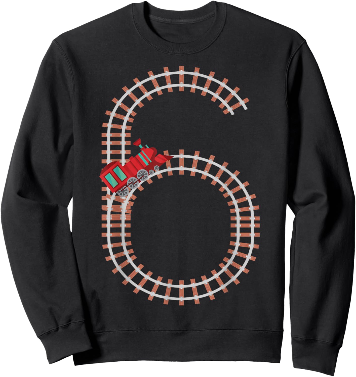 6th Birthday Train Railroad Themed Fun 6 Years Old Boy Train Sweatshirt - Sweatshirt | Black