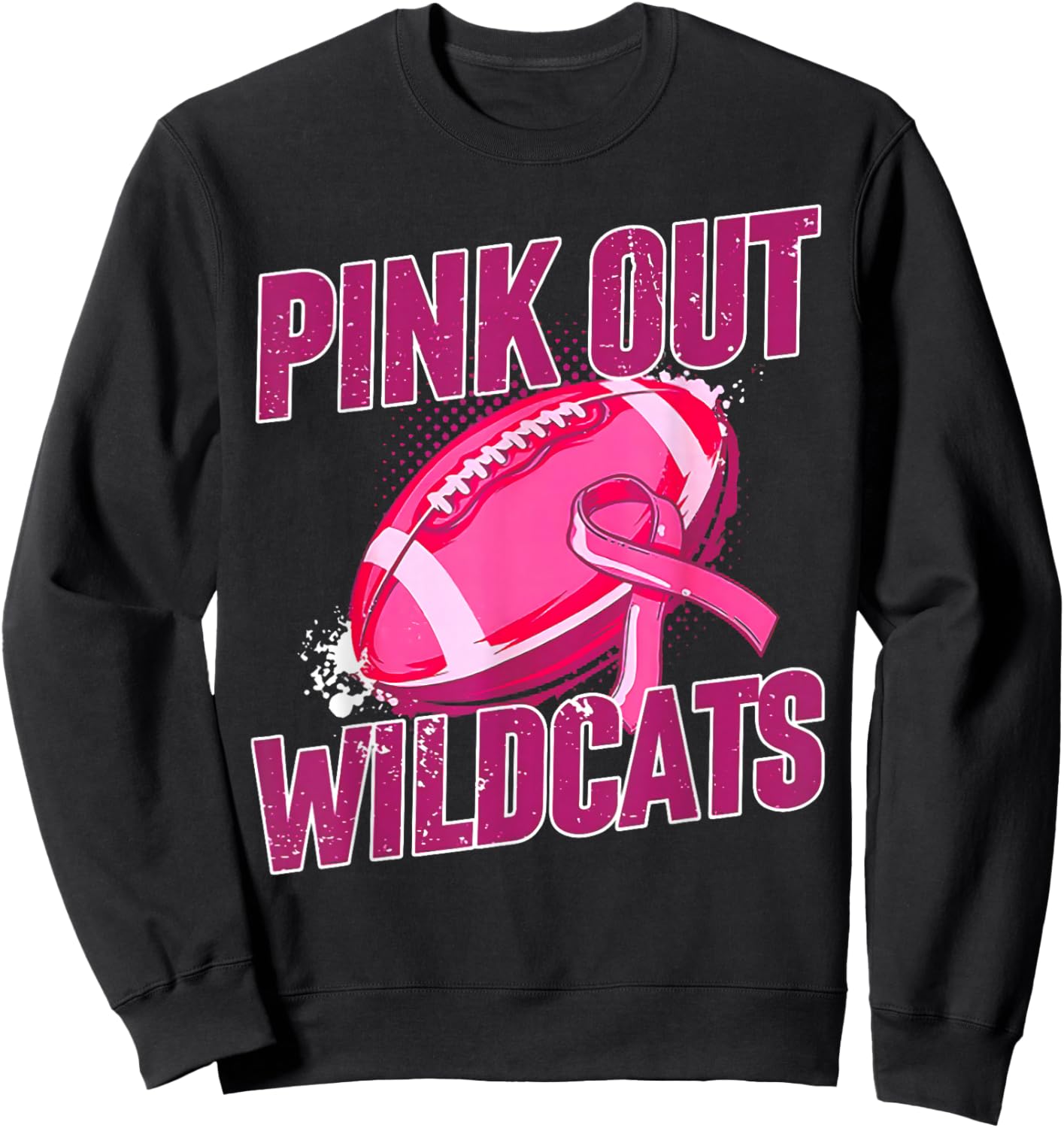 Wildcats Pink Out Football Tackle Breast Cancer Sweatshirt - Sweatshirt | Black