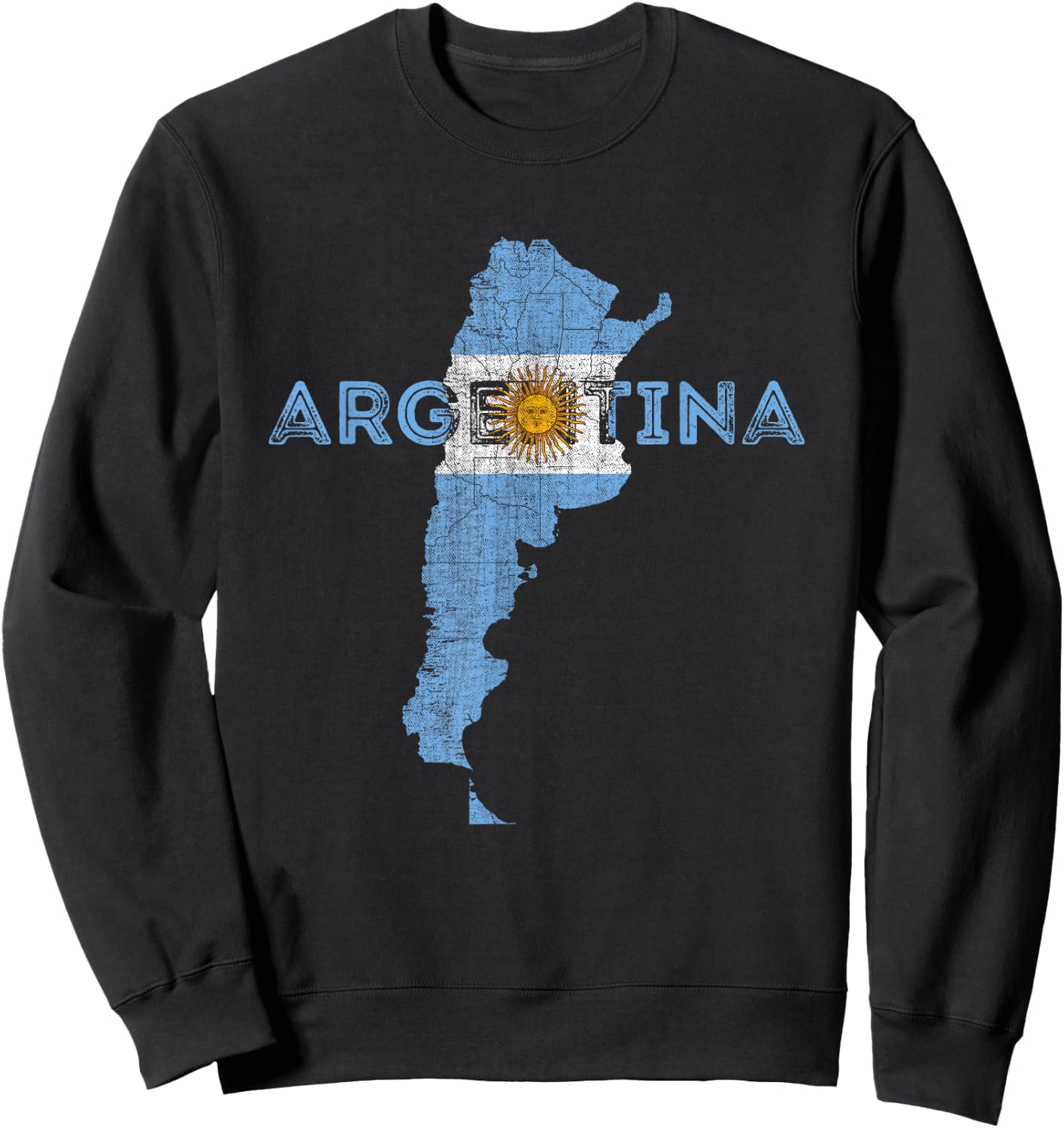 Argentinian Map and Flag Souvenir - Distressed Argentina Small Sweatshirt - Sweatshirt | Black