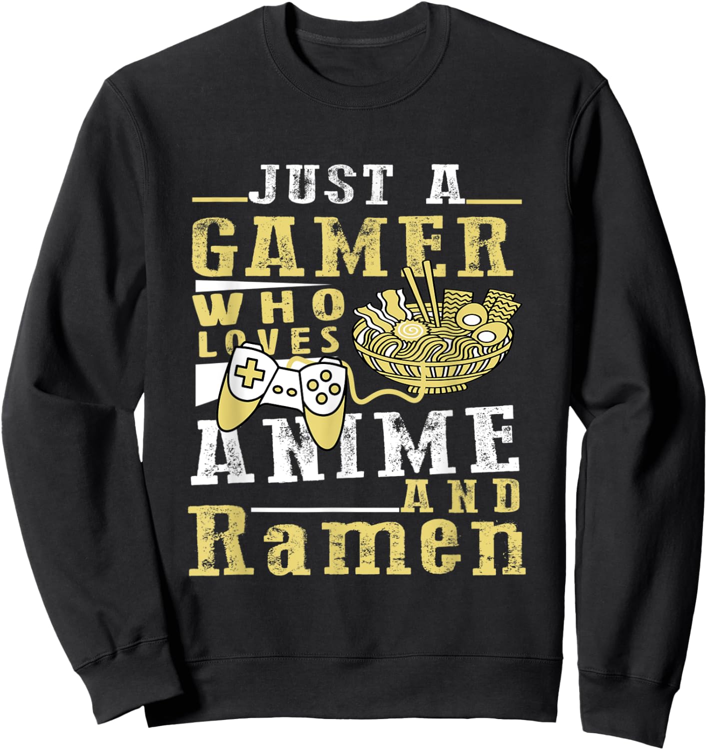 Just A Gamer Who Loves Anime Ramen And Game Anime Lover Boy Sweatshirt - Sweatshirt | Black