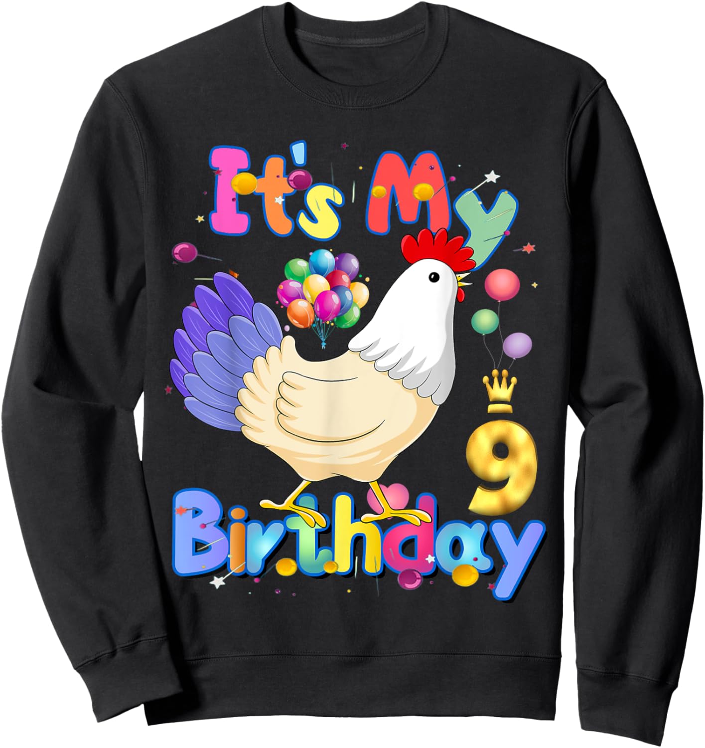 It's My Birthday 9 Chicken for Girls Chicken Dabbing Party Sweatshirt - Sweatshirt | Black