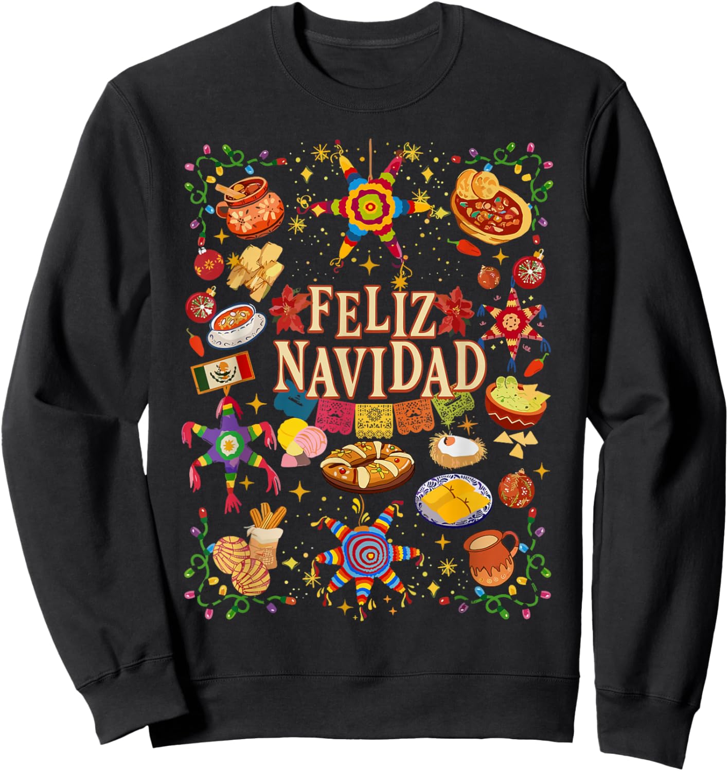 Retro Feliz Navidad Christmas Spanish Family Matching Xmas Sweatshirt - Sweatshirt | Black