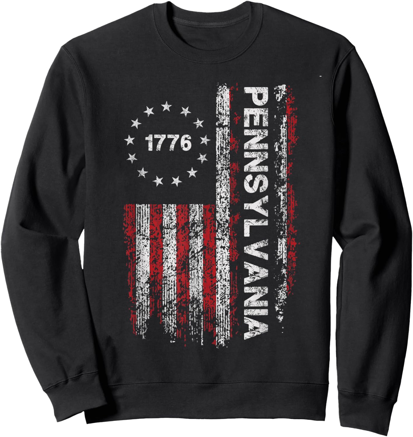 Pennsylvania State US Flag Vintage Women Youth Sweatshirt - Sweatshirt | Black