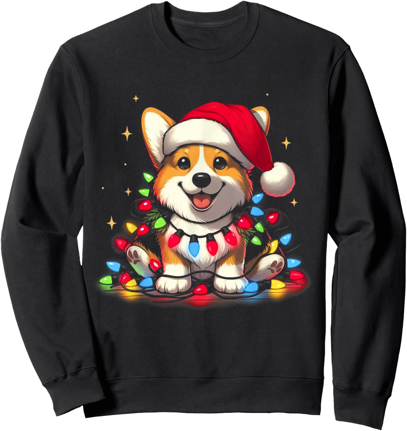 Corgi Santa Christmas Tree Lights Boys Men Corgmas Dog Sweatshirt - Sweatshirt | Black