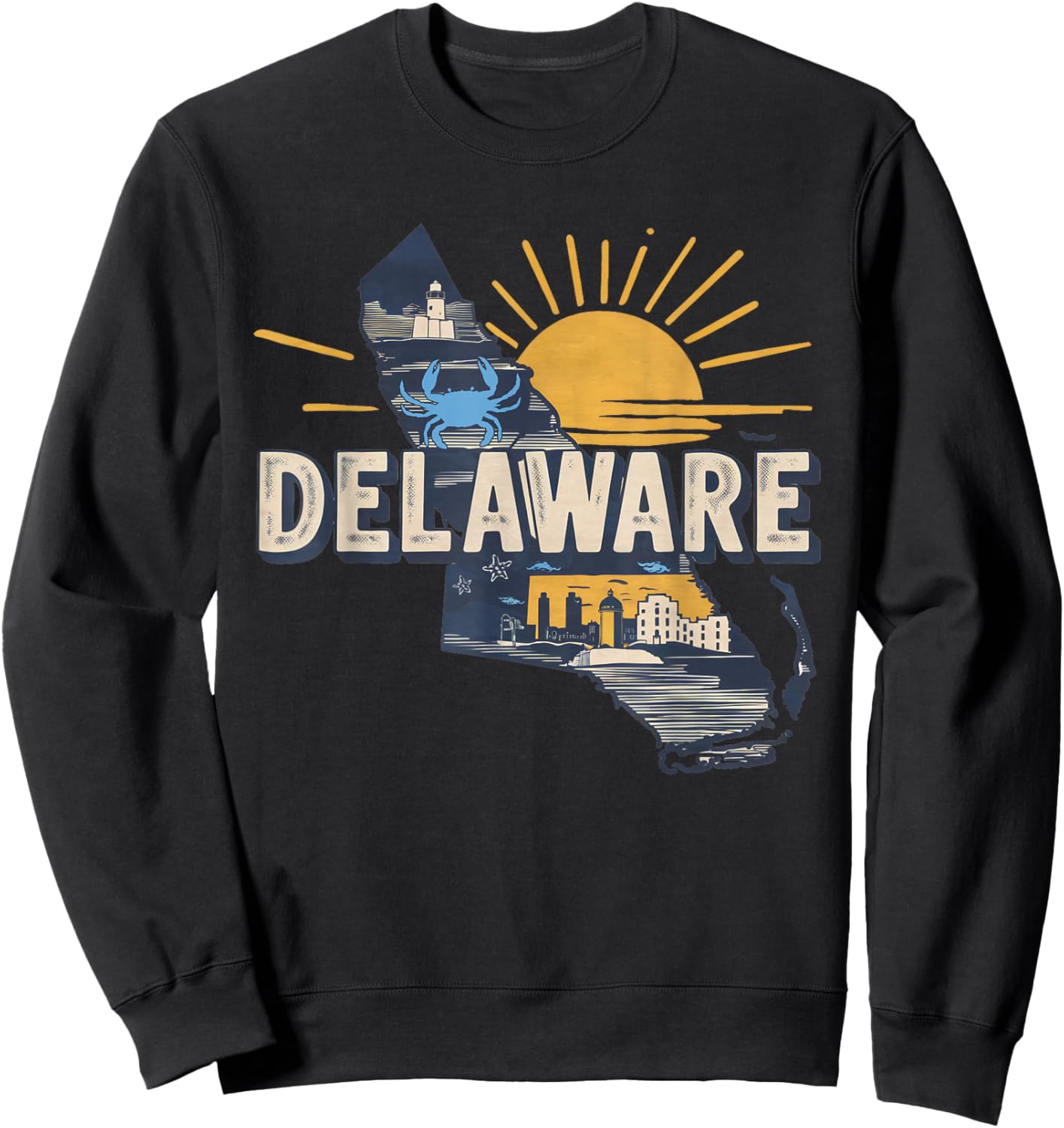 Delaware State of Delaware Retro Delaware Sweatshirt - Sweatshirt | Black