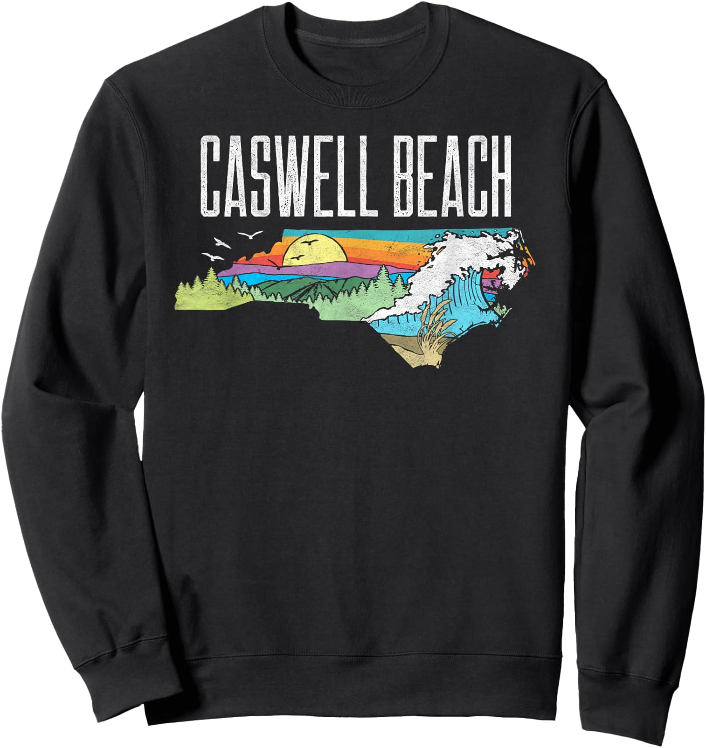 Caswell Beach State of North Carolina Outdoors Graphic Sweatshirt - Sweatshirt | Black