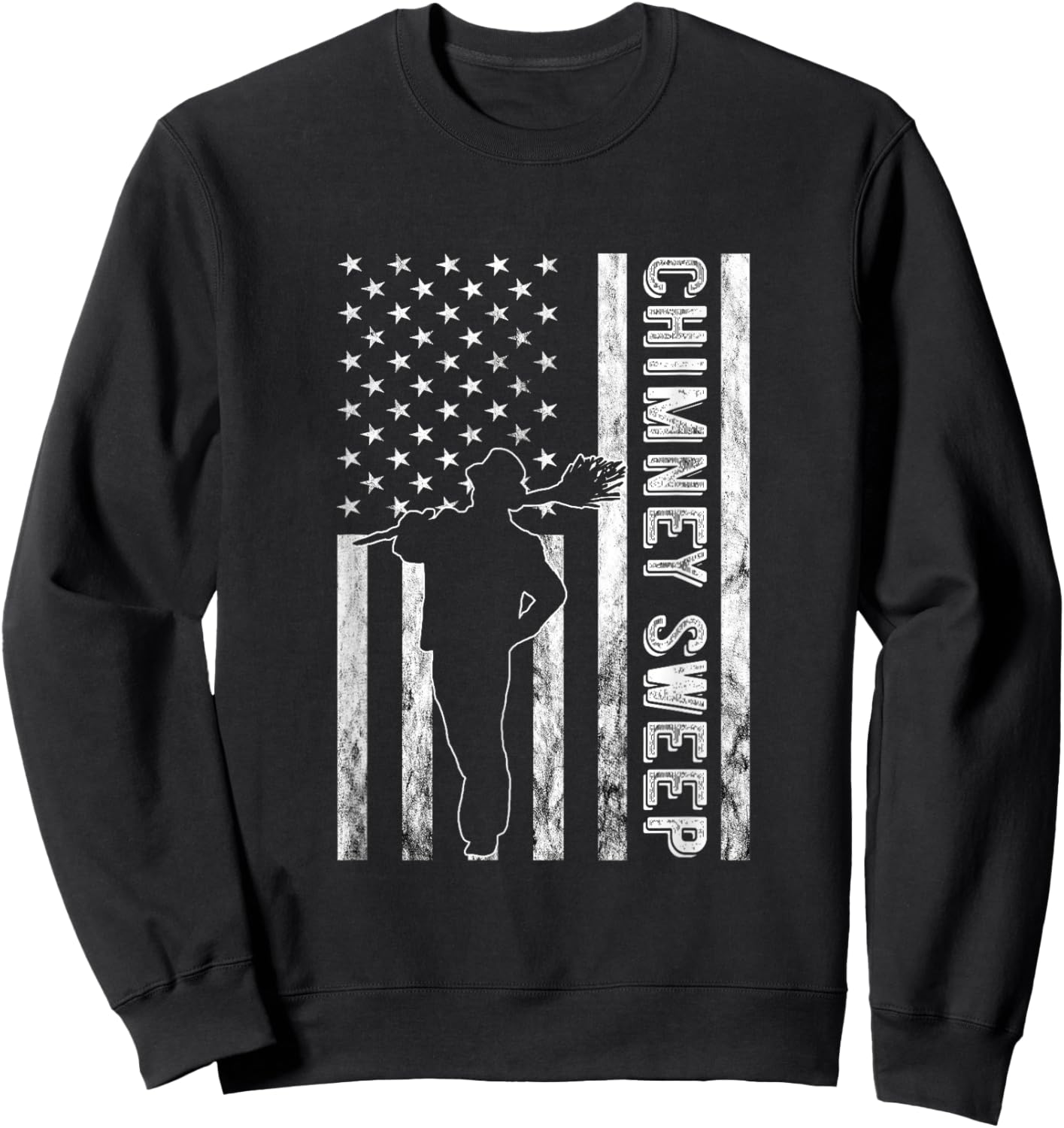 Vintage Chimney Sweep Chimney Sweeper American USA Flag Sweatshirt - Sweatshirt | Black