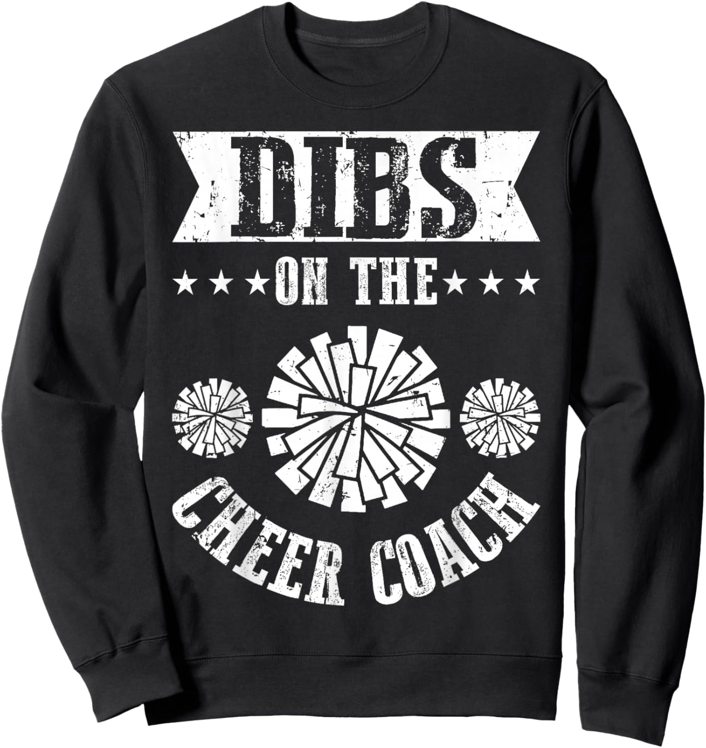 Funny Football Shirt - Dibs On The Cheer Coach Pom Poms Sweatshirt - Sweatshirt | Black