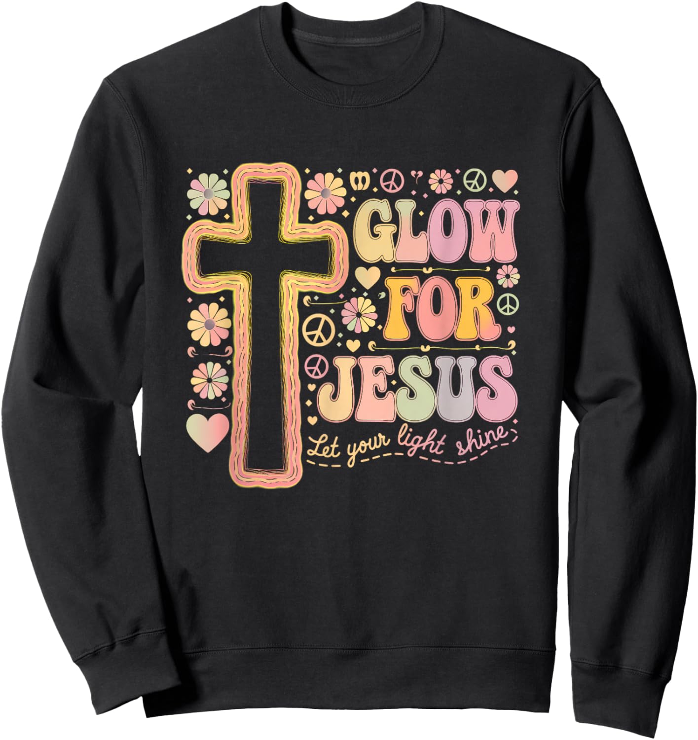 Glow for Jesus Christian Faith Lion God Christianity Sweatshirt - Sweatshirt | Black