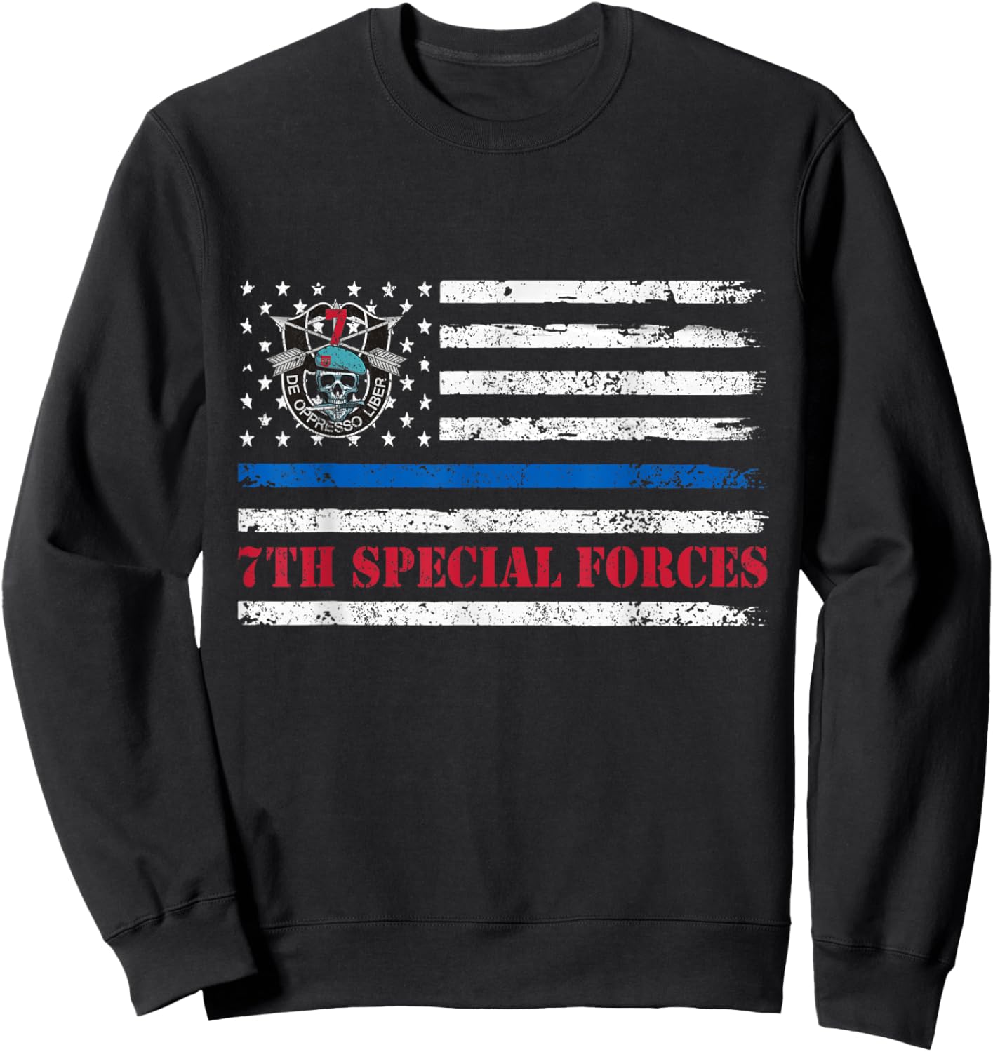 7th Special Forces Group Flag Veteran 7th SFG Patriotic Sweatshirt - Sweatshirt | Black