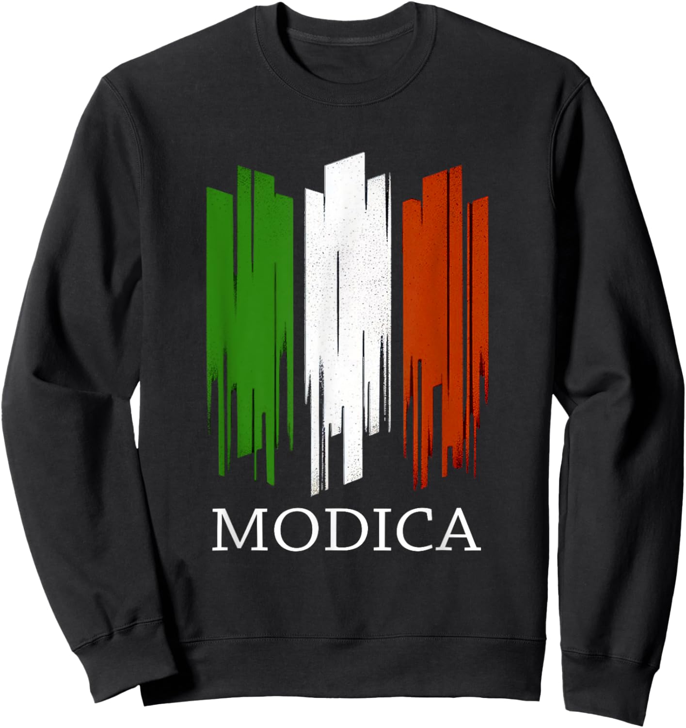 Modica Italy | Modica Sicily Italia | Italian Flag Sweatshirt - Sweatshirt | Black