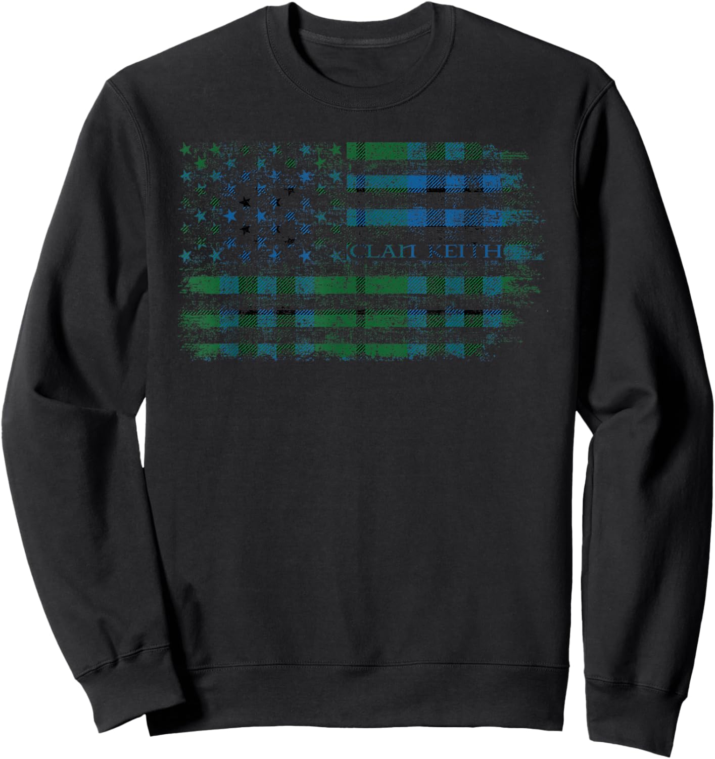 Clan Keith Scottish tartan US flag kilt Scotland Sweatshirt - Sweatshirt | Black