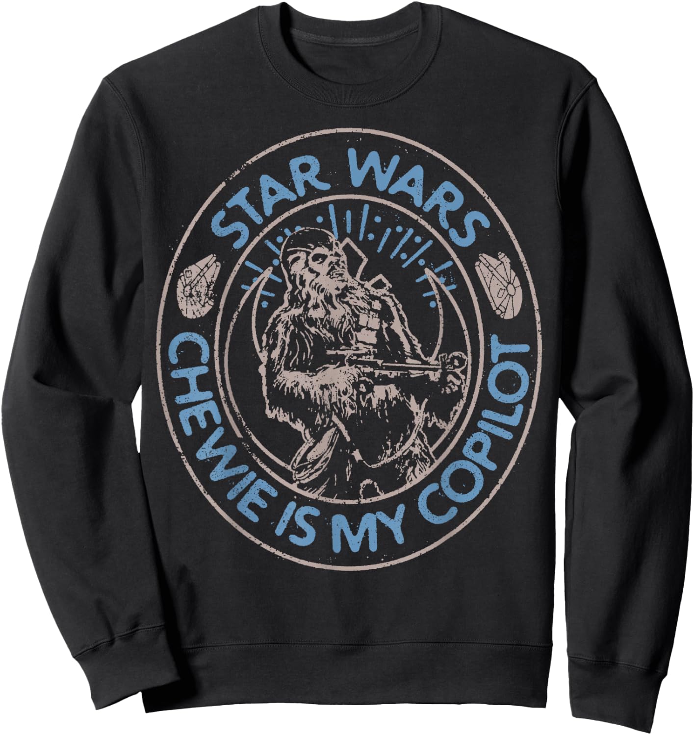 Star Wars The Rise Of Skywalker Chewie Is My Copilot Outline Sweatshirt - Sweatshirt | Black
