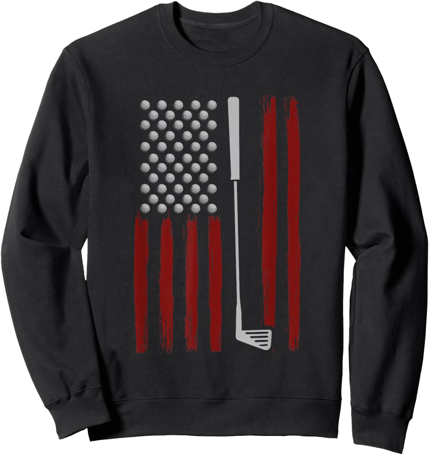 Retro American Flag Golf Golfer Funny Golf Club Golfing Sweatshirt - Sweatshirt | Black