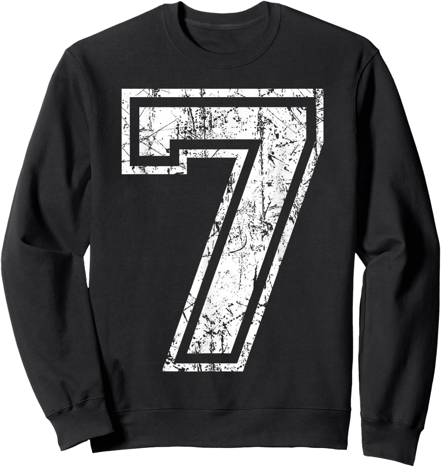 Sports Jersey Grunge Number 7 Fan Team Player Birthday Sweatshirt - Sweatshirt | Black