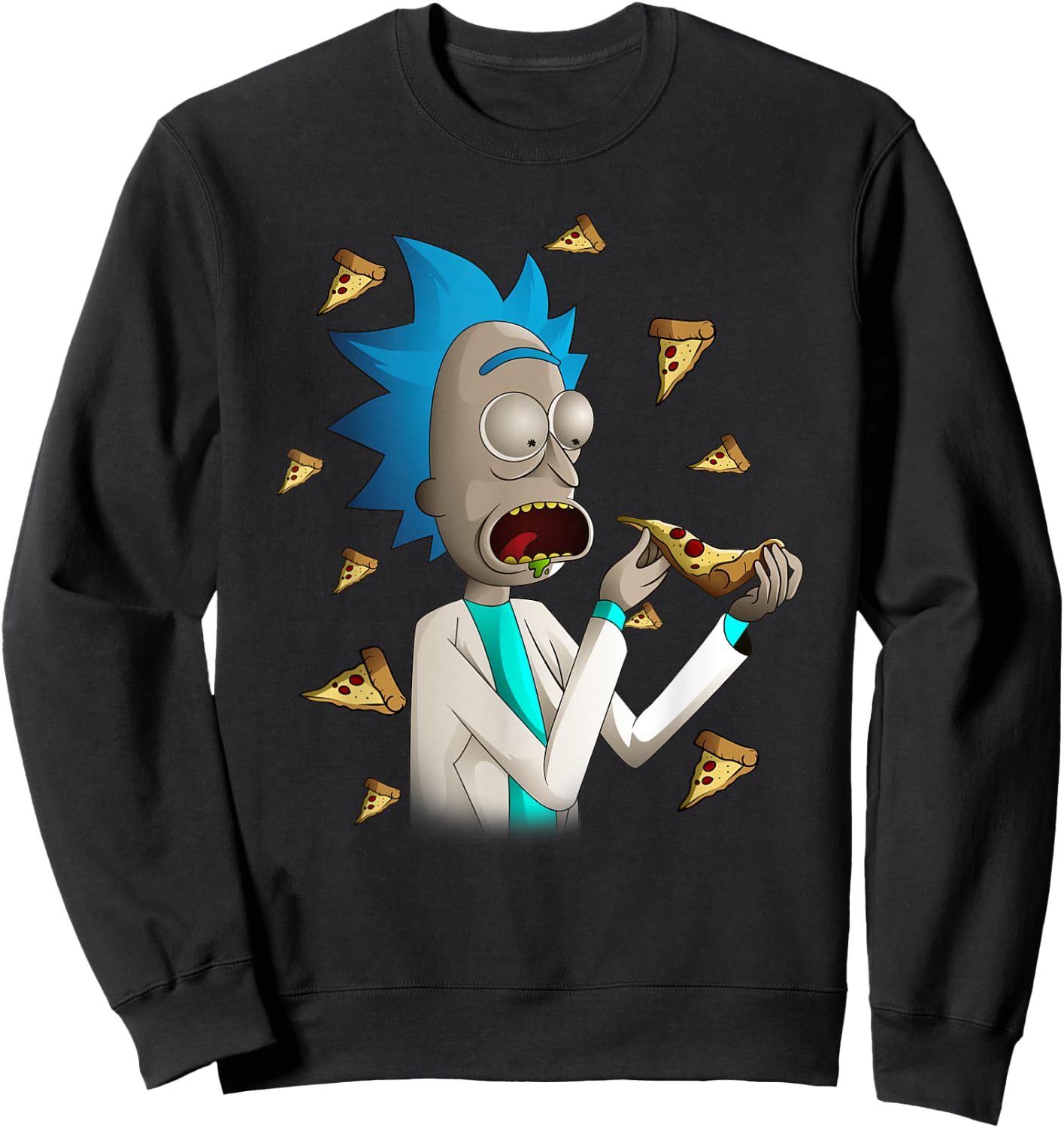 Rick and Morty Shirt Rick Loves Pizza Sweatshirt - Sweatshirt | Black