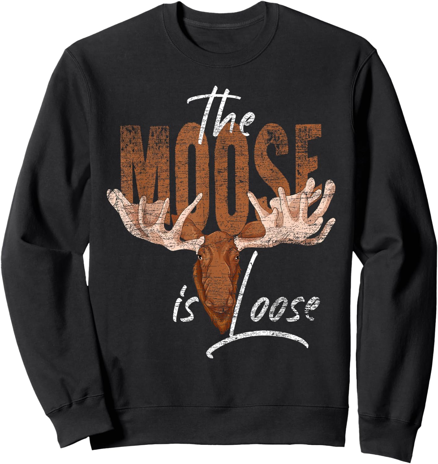 Forest Animal Lovers Scandinavia Wild Animal Funny Moose Sweatshirt - Sweatshirt | Black