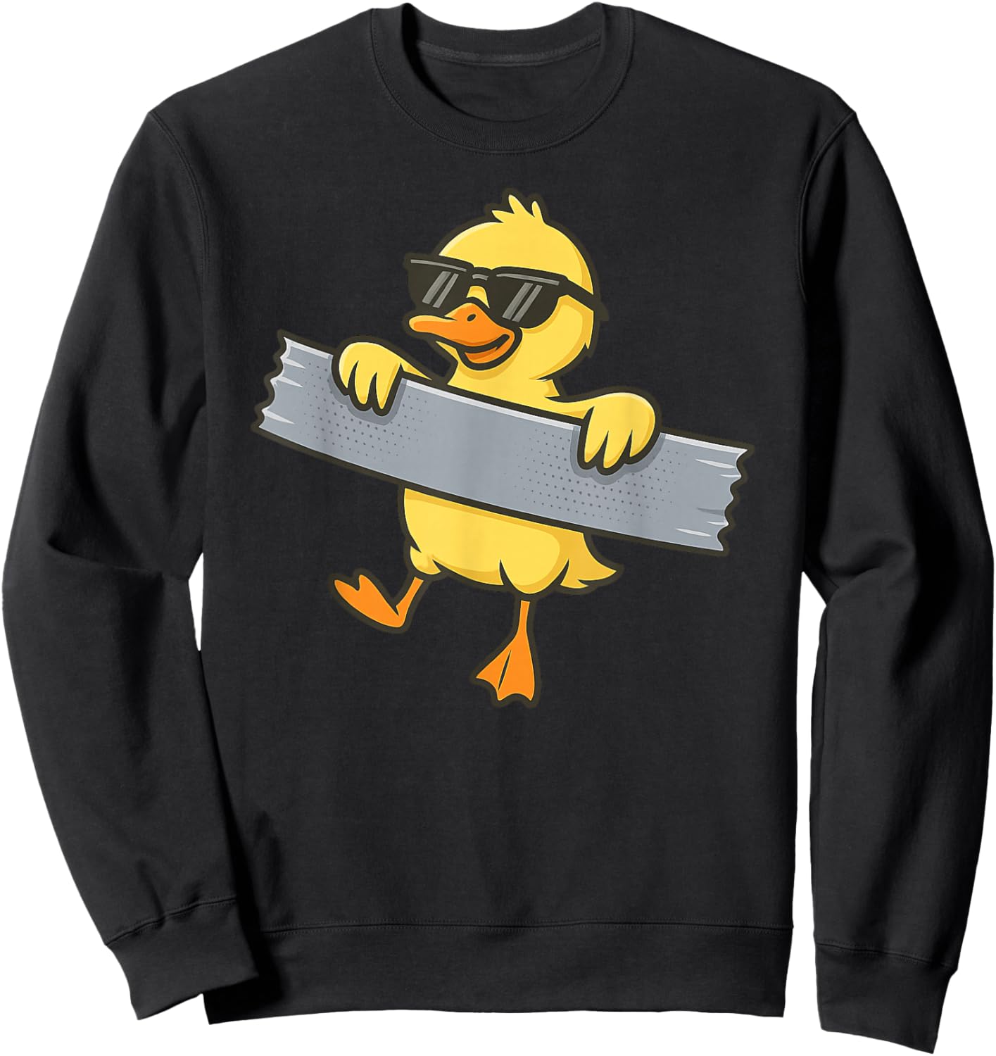 Funny Yellow Duck Duct Tape Animal Lover Boys Girl Kids Sweatshirt - Sweatshirt | Black