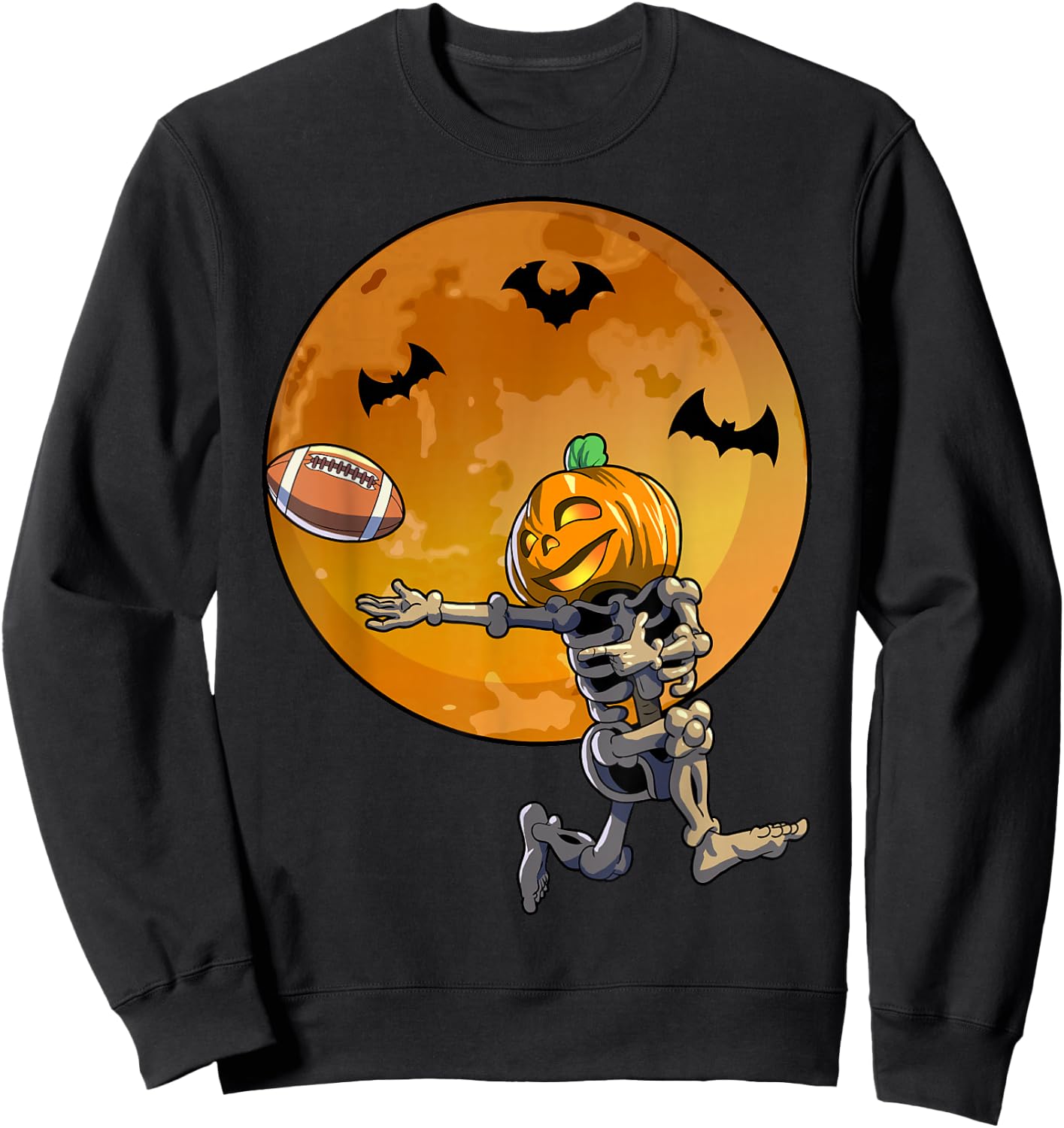 Football Skeleton Halloween Men Boys Football Halloween Sweatshirt - Sweatshirt | Black