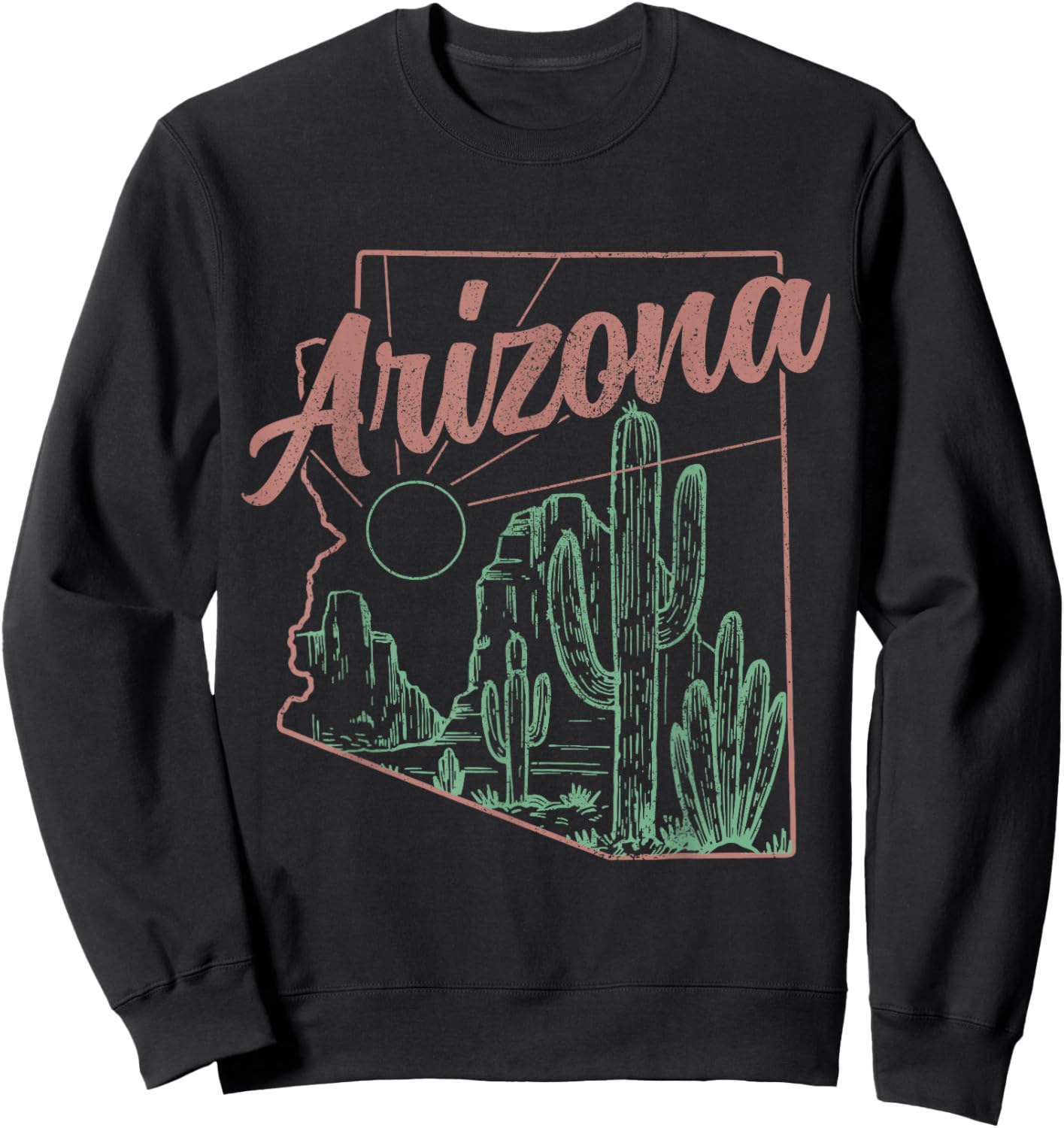 Arizona AZ Pride State Map Cactus Desert Vintage Sweatshirt - Sweatshirt | Black