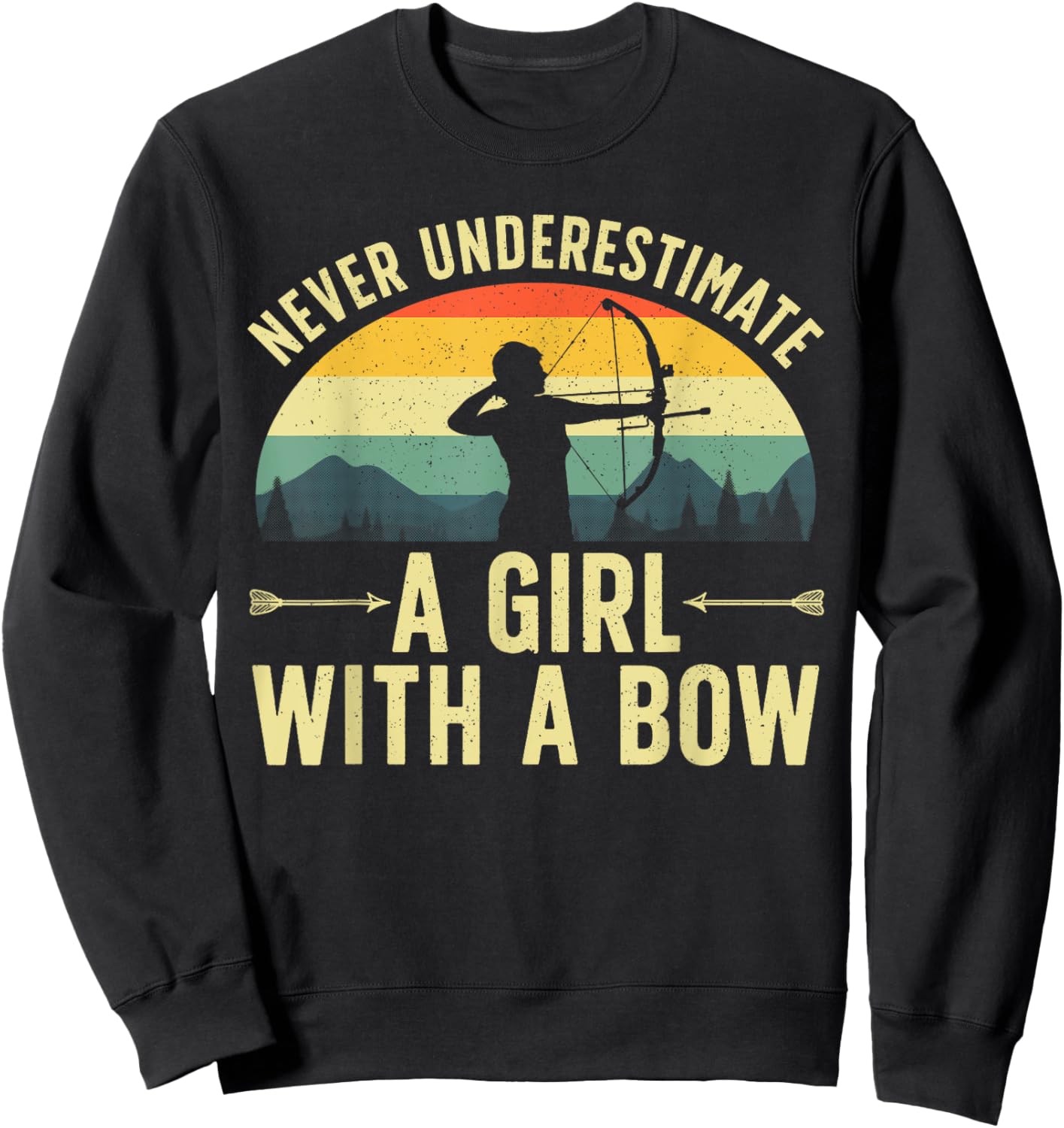 Cool Archery Girls Female Archer Bow Hunter Arrow Sweatshirt - Sweatshirt | Black