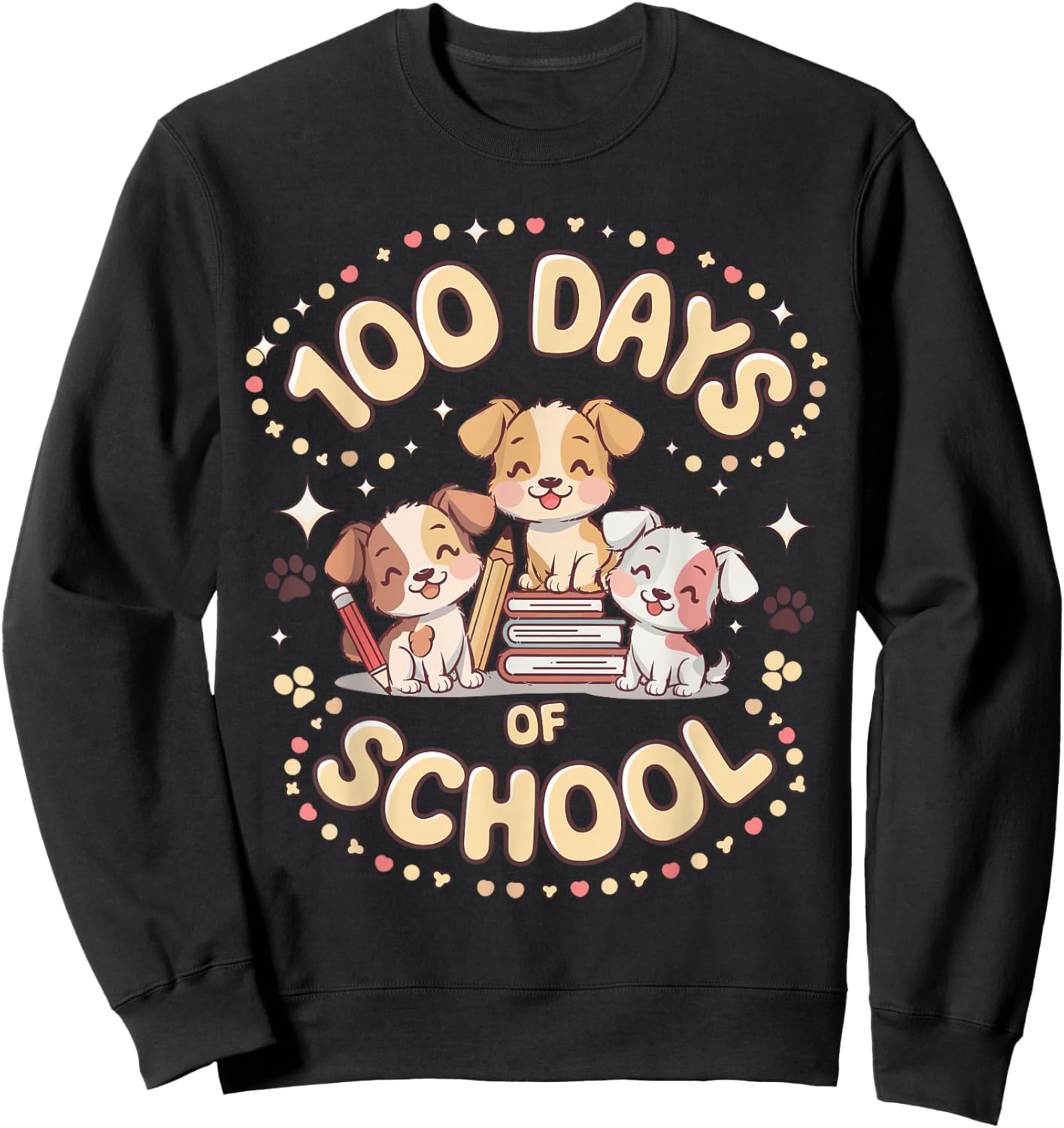 100 Days of School Cute Puppies and Books Sweatshirt - Sweatshirt | Black