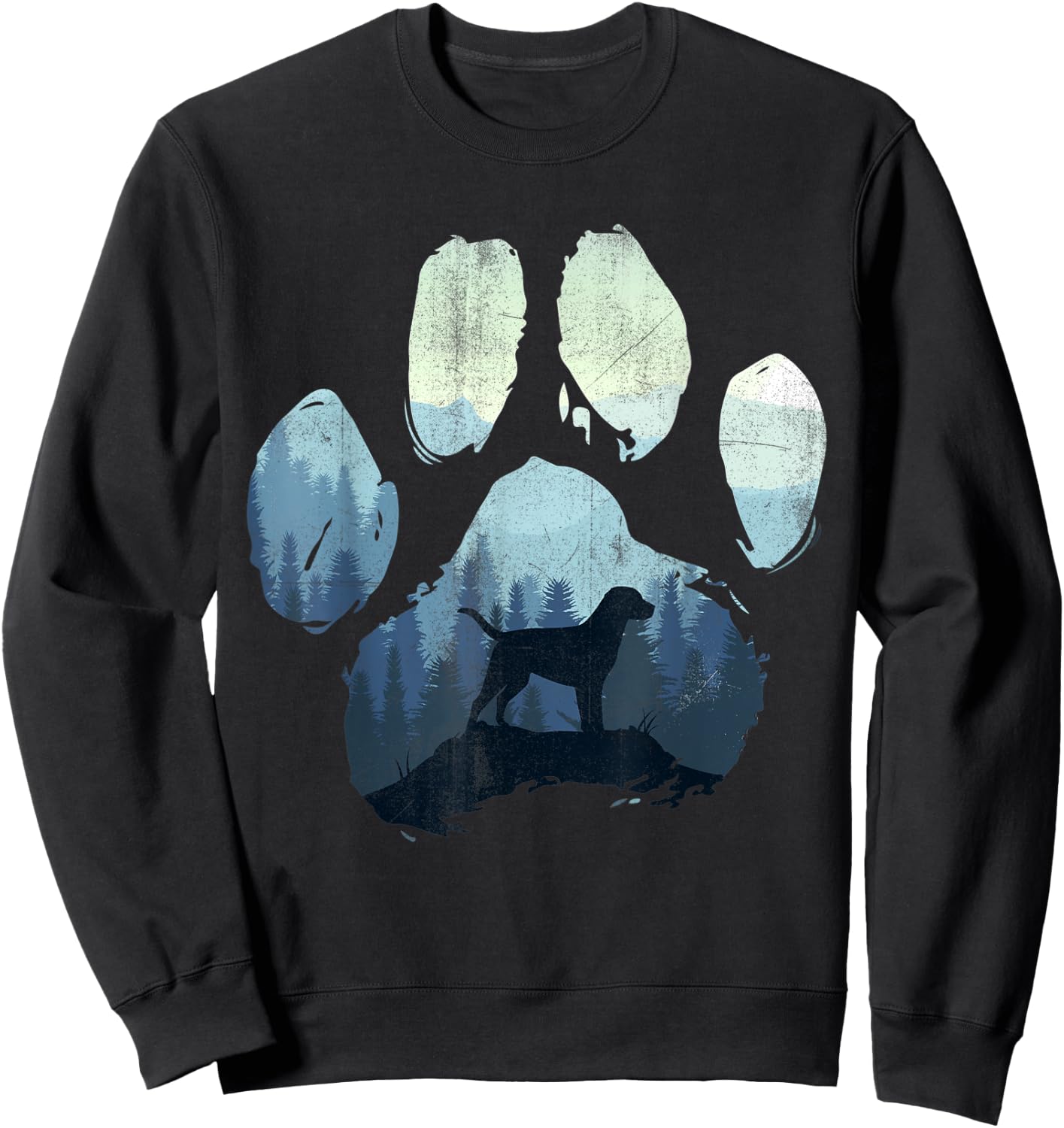 Chocolate Labrador Dog Paw Mom Dad Mountains Women Kids Sweatshirt - Sweatshirt | Black