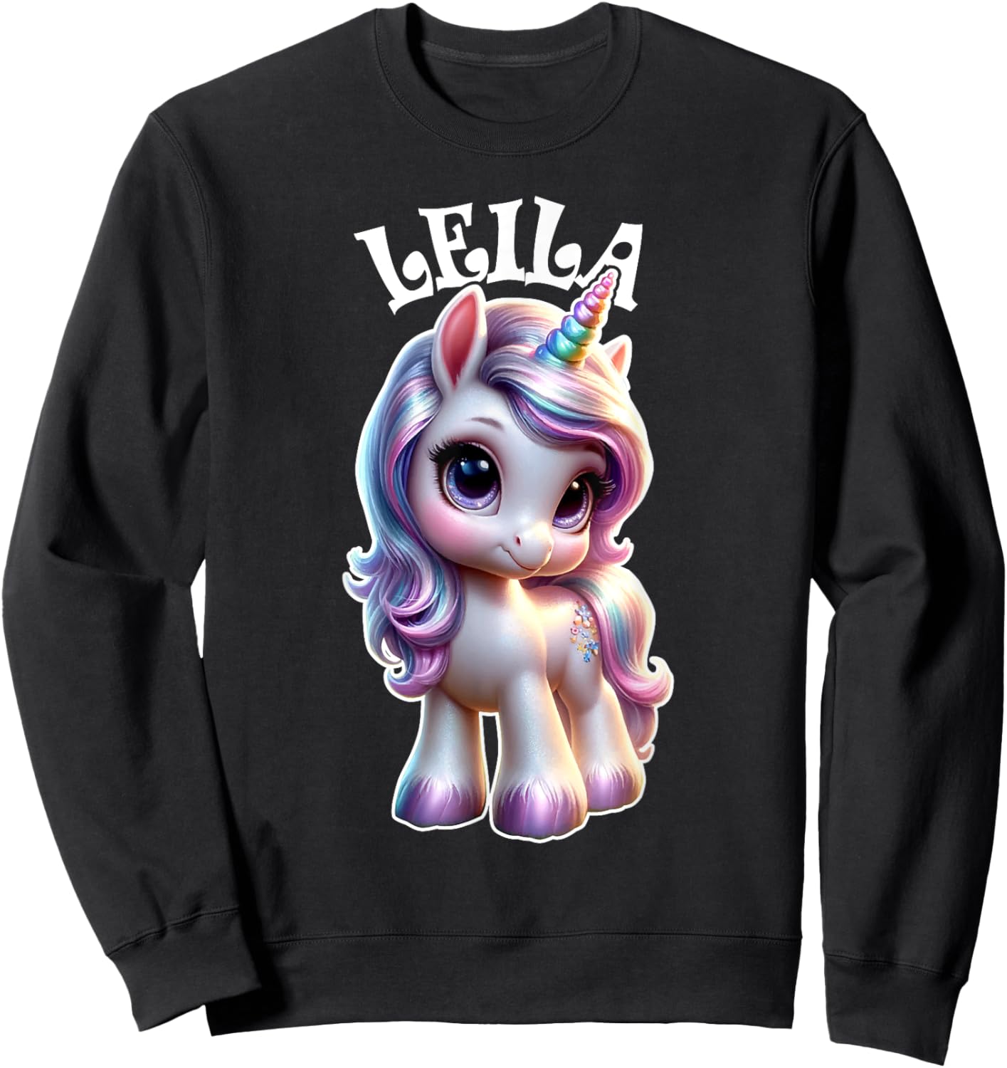 Leila Cute Unicorn Design for Girls Name Leila Sweatshirt - Sweatshirt | Black