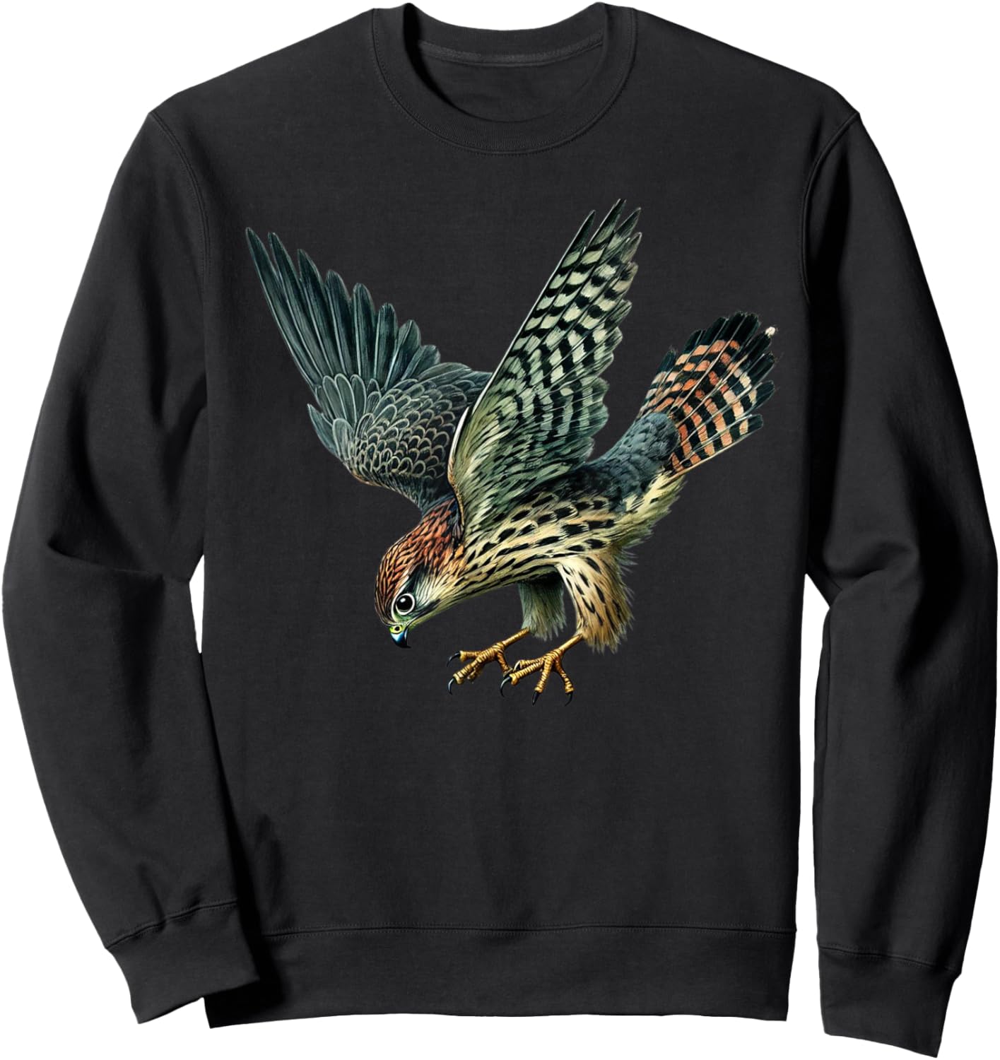 Watercolor Merlin Falcon Dive Wildlife Art Sweatshirt - Sweatshirt | Black