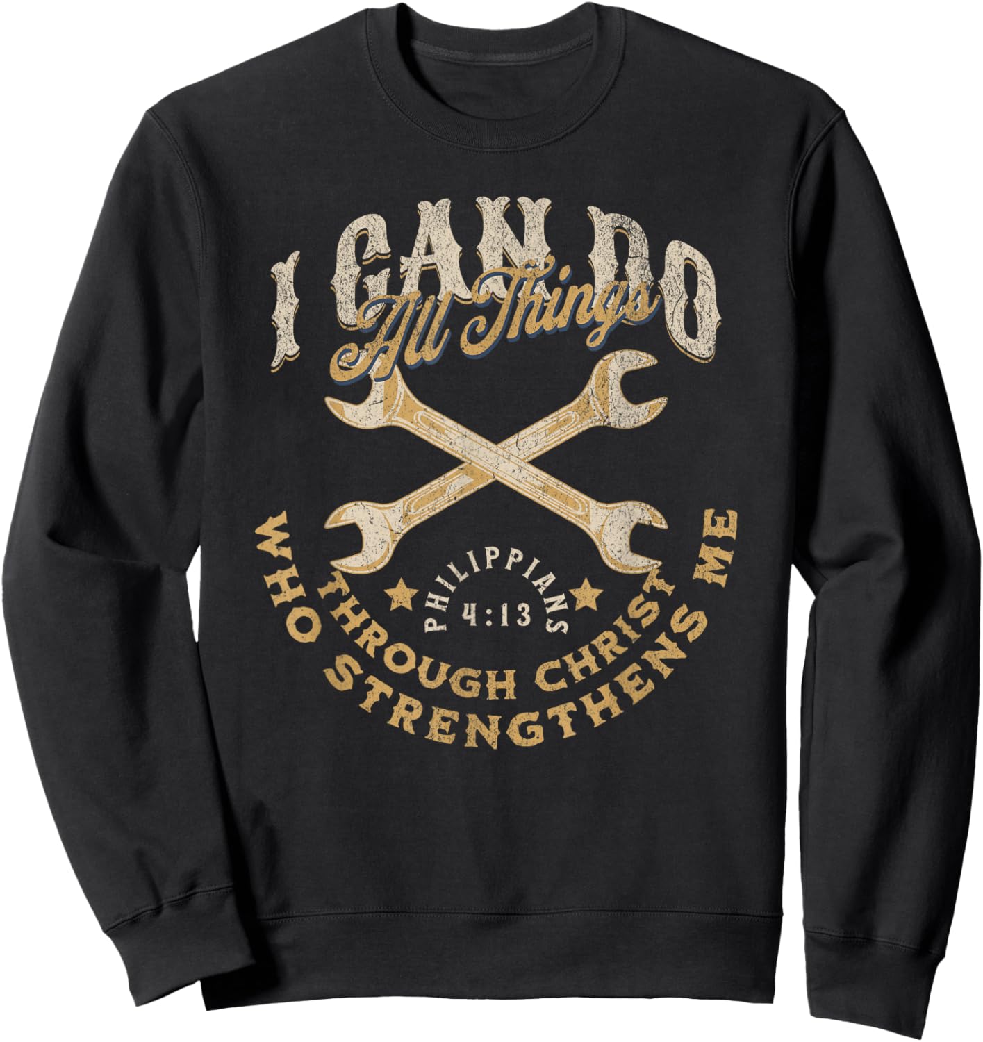Cool Classic Car Mechanic Wrench Bible Scripture Verse Faith Sweatshirt - Sweatshirt | Black