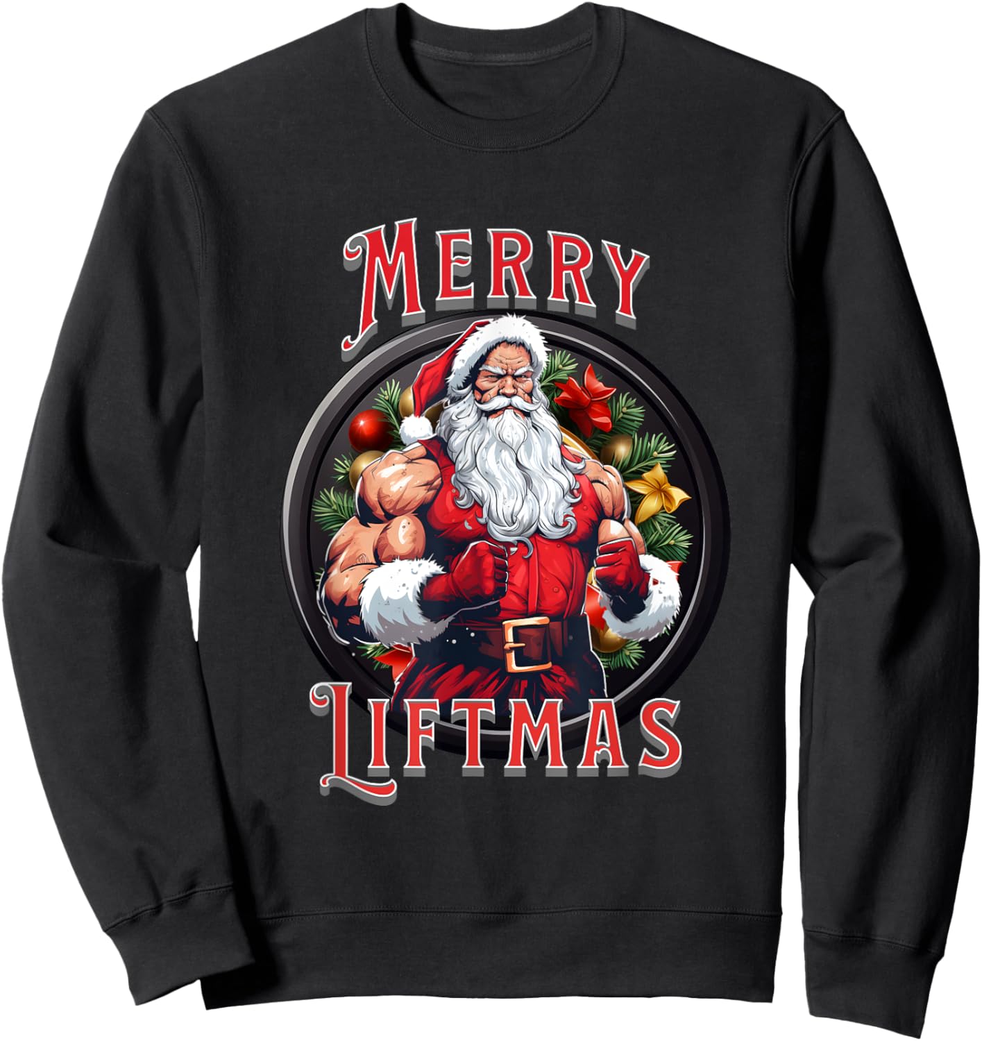 Swole Santa's Merry Liftmas, Buff Santa's Sweatshirt - Sweatshirt | Black