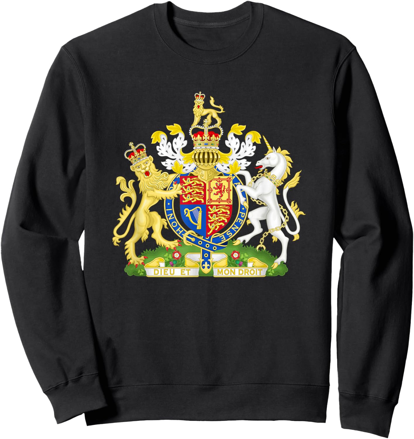 British Royal Coat of Arms England Queen Crest Small Sweatshirt - Sweatshirt | Black