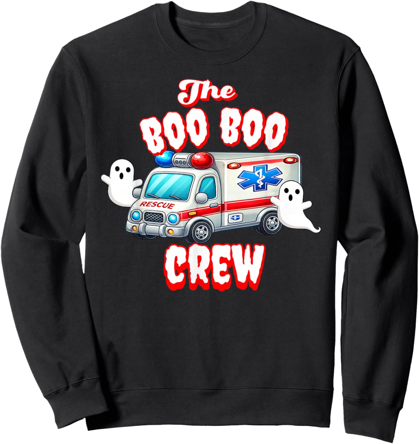 EMT Paramedic Boo Crew Ghost Halloween Nurse Scare Squad Sweatshirt - Sweatshirt | Black