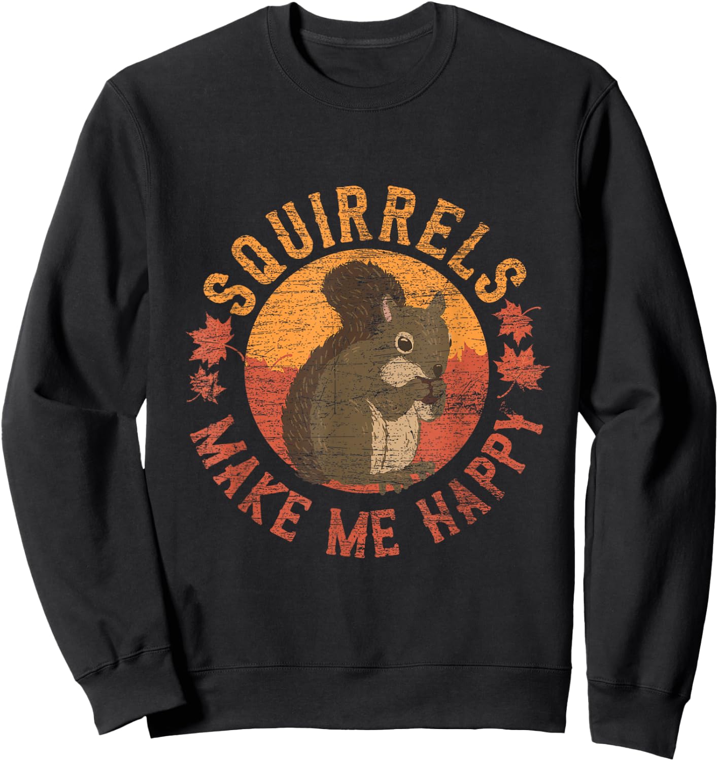 Squirrels Make Me Happy - Vintage Squirrel Small Sweatshirt - Sweatshirt | Black